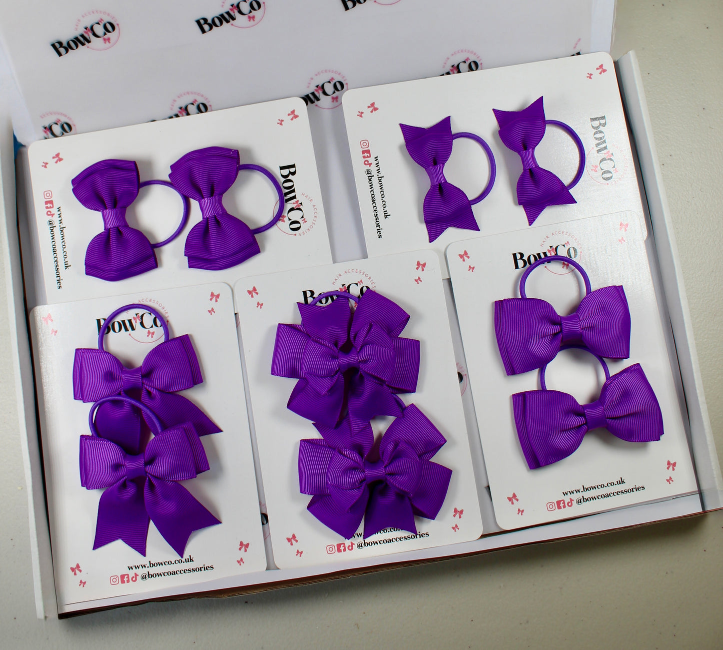 School Bow Bundle Saver - 10 Pack - Purple - Elastic