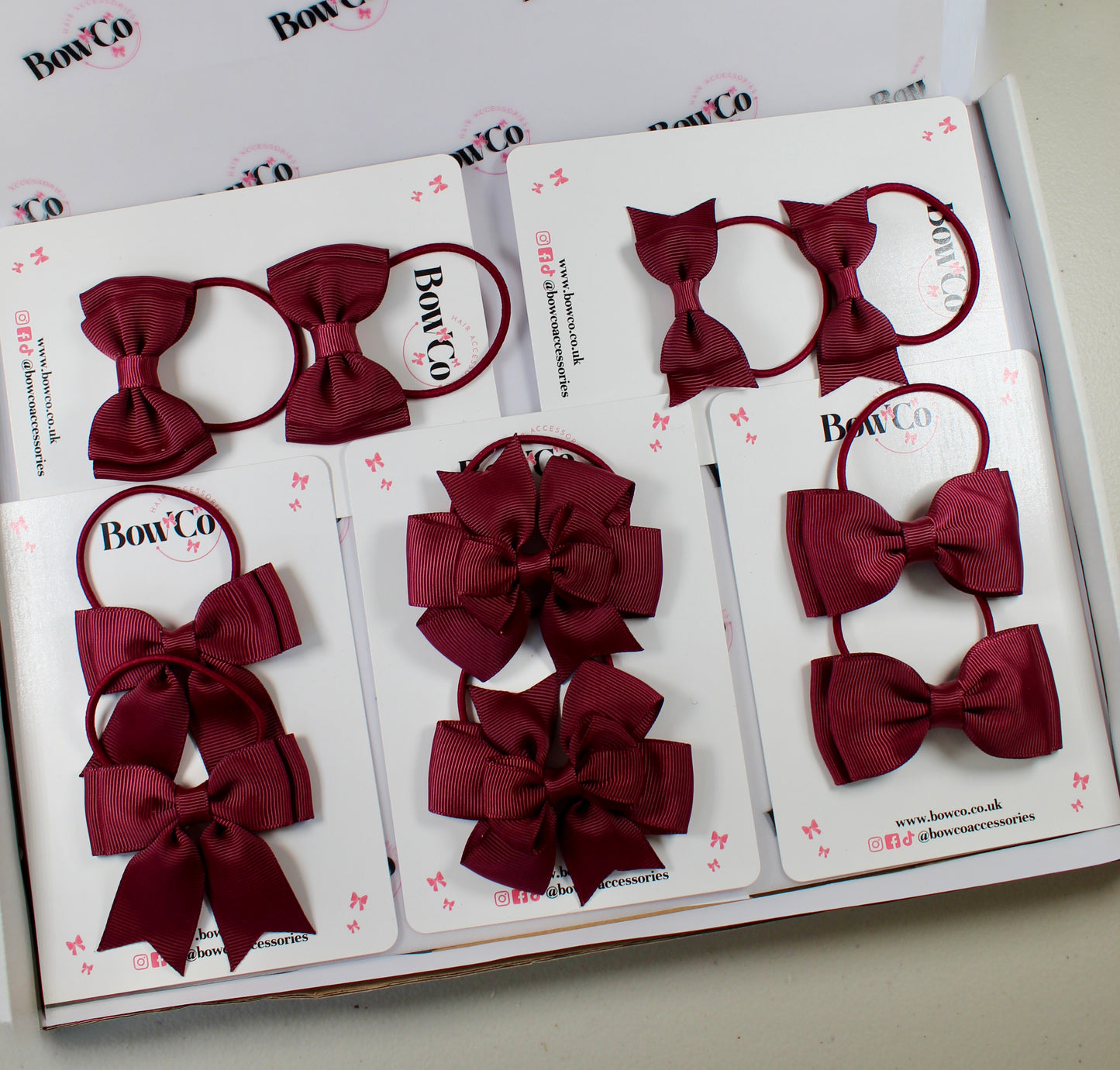 School Bow Bundle Saver - 10 Pack - Burgundy - Elastic