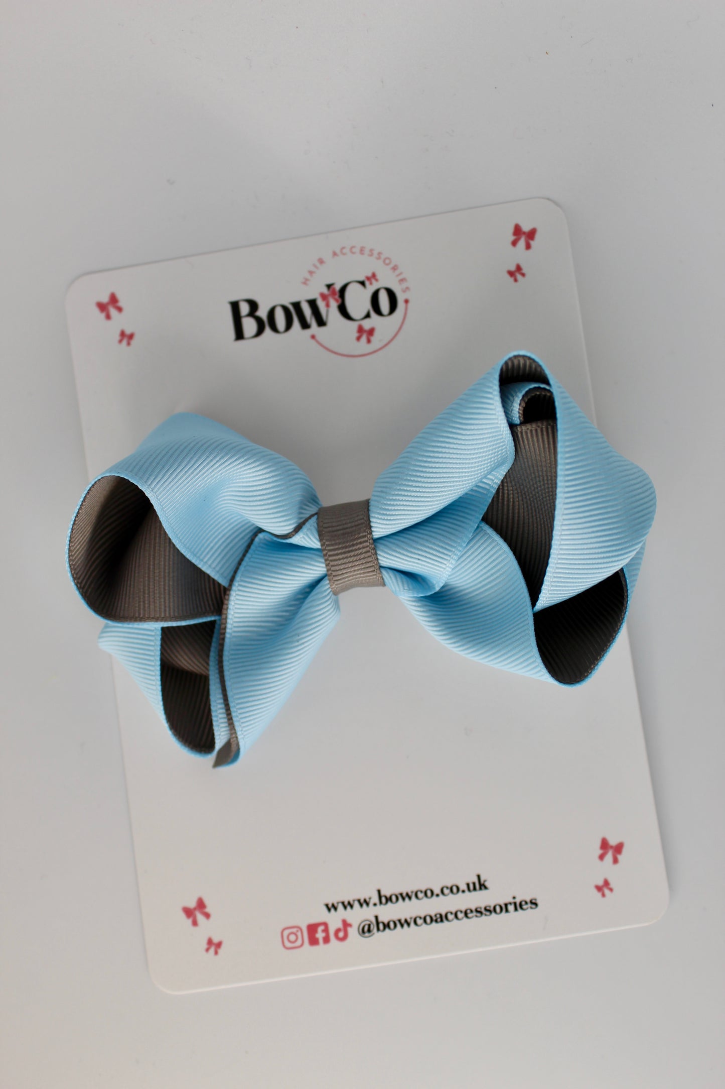 Loop Bow - Clip - Blue Topaz and Metal Grey