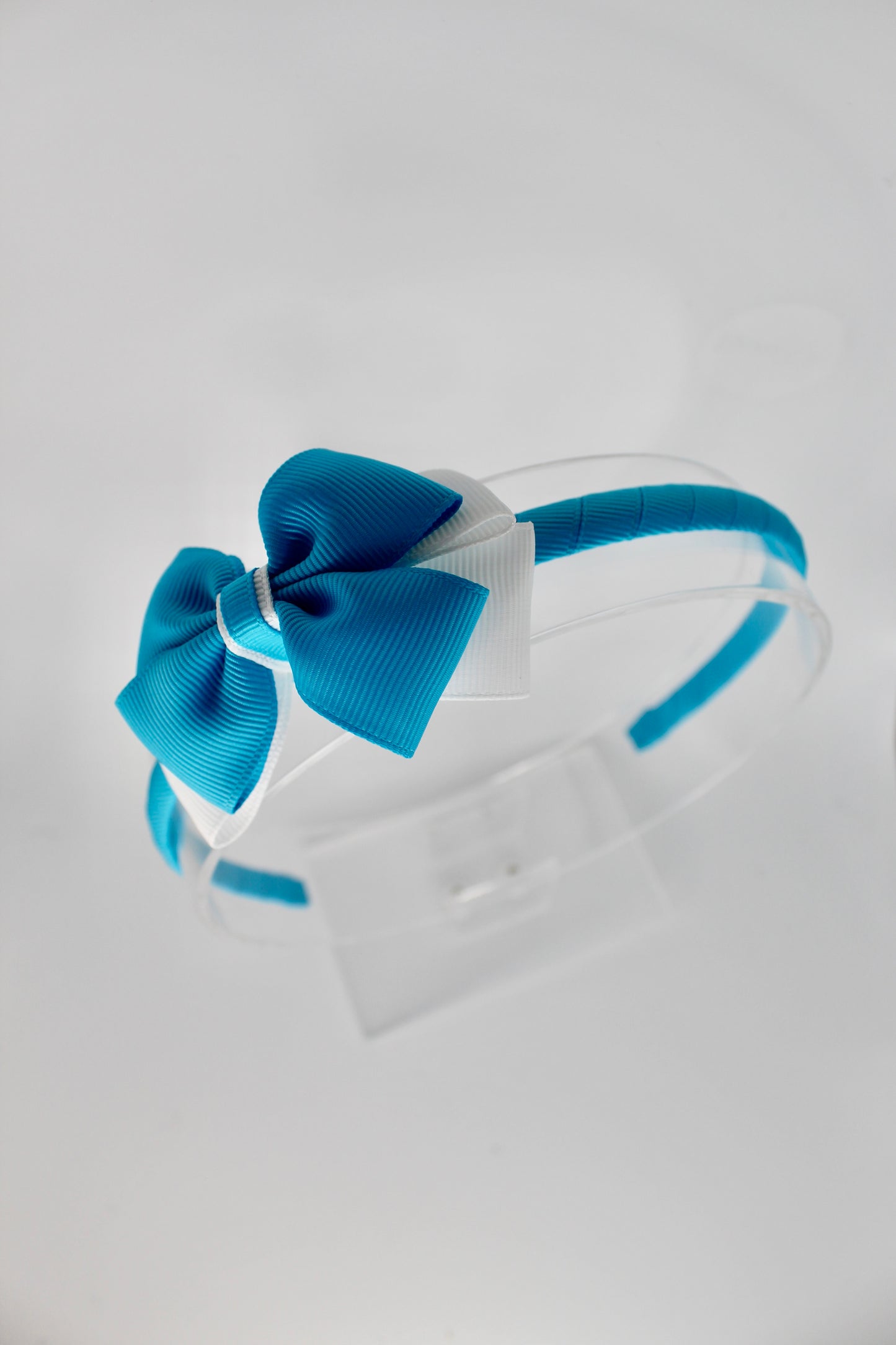 Bow Hair Band - Turquoise and White