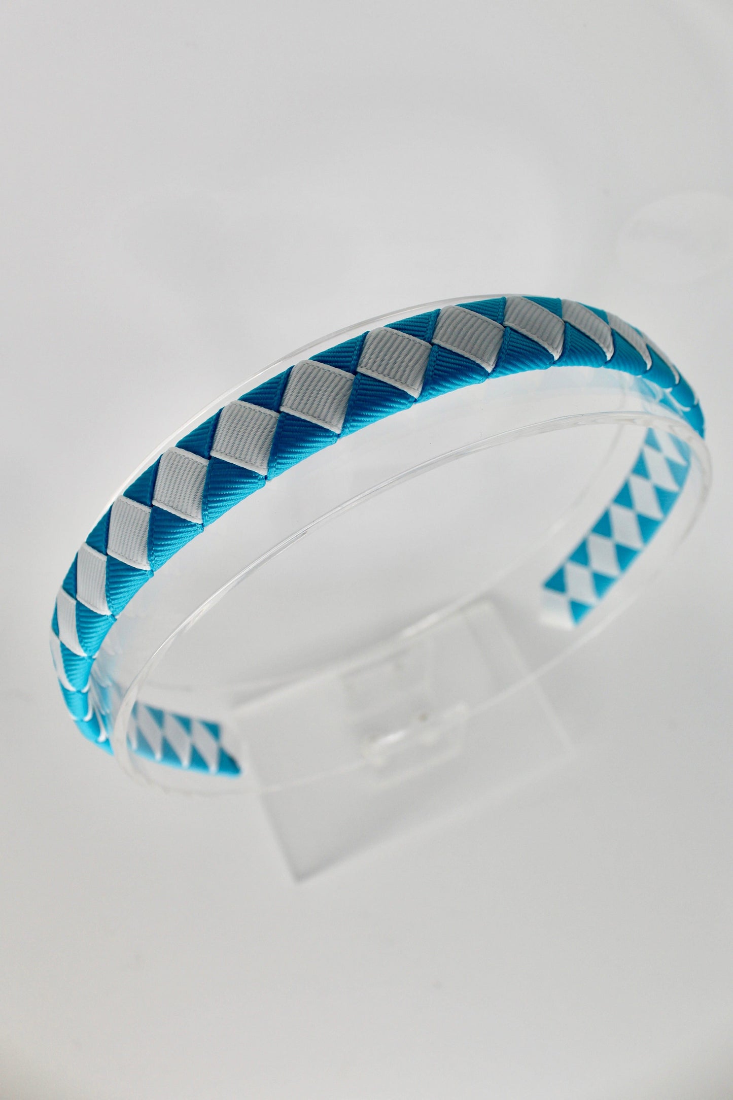Pleated Turquoise and White Hair Band