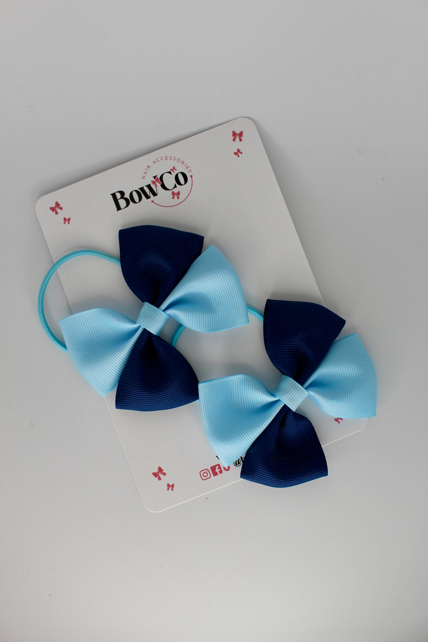 Navy and Blue Topaz - Twist Bow Set - Elastic