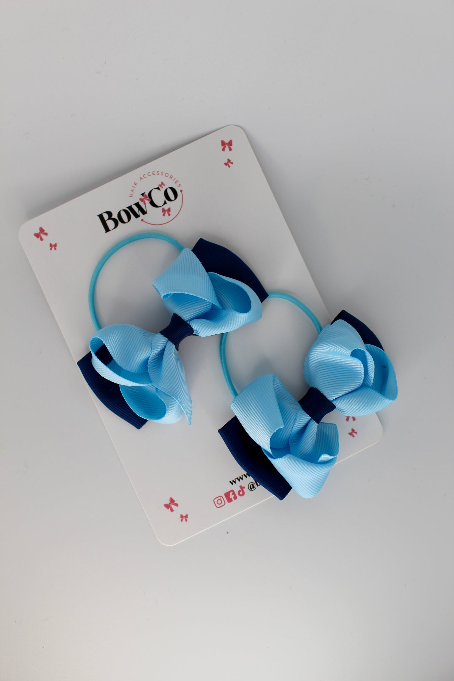 Navy and Blue Topaz - Ruffle Bow Set - Elastic