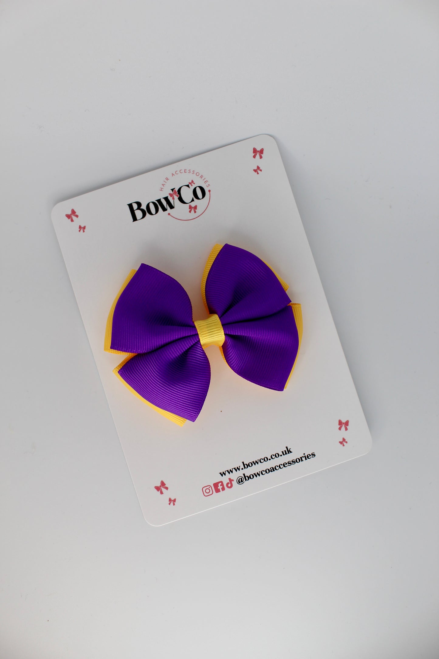 Double Layer Bow - Clip - Purple and Yellow Gold