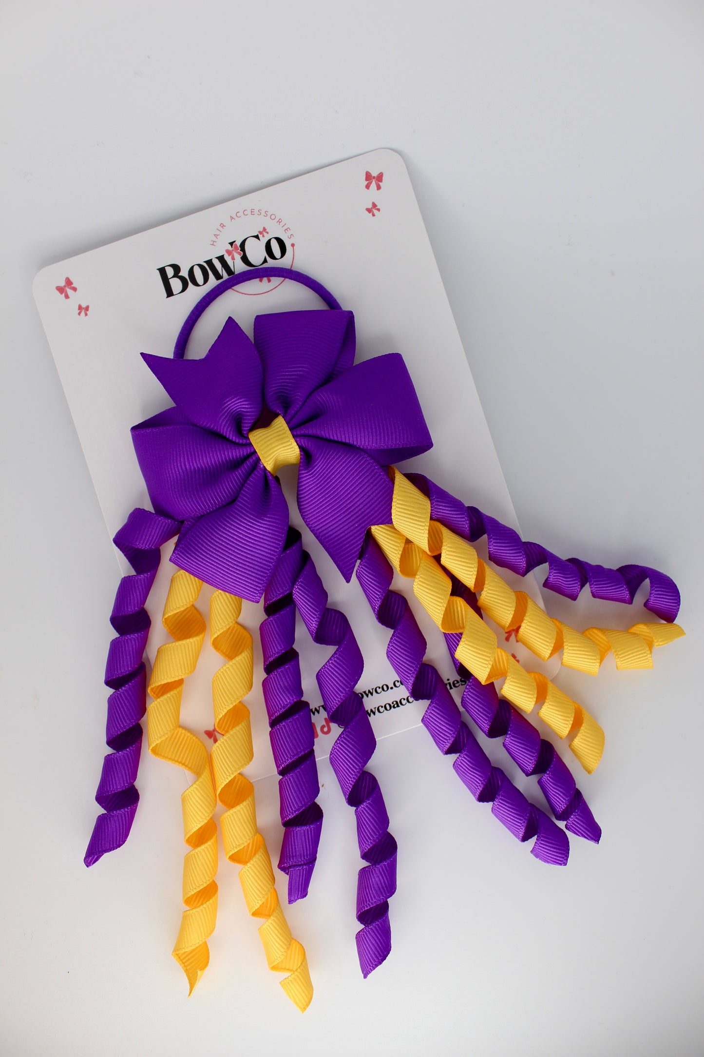 Purple and Yellow Gold - Pinwheel Corker Bow