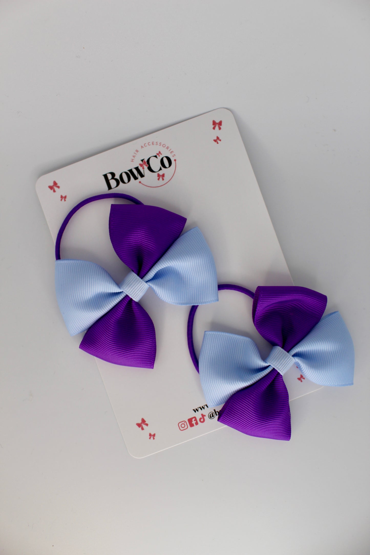 3 Inch Twist Bow Set - Elastic - Purple and Bluebell