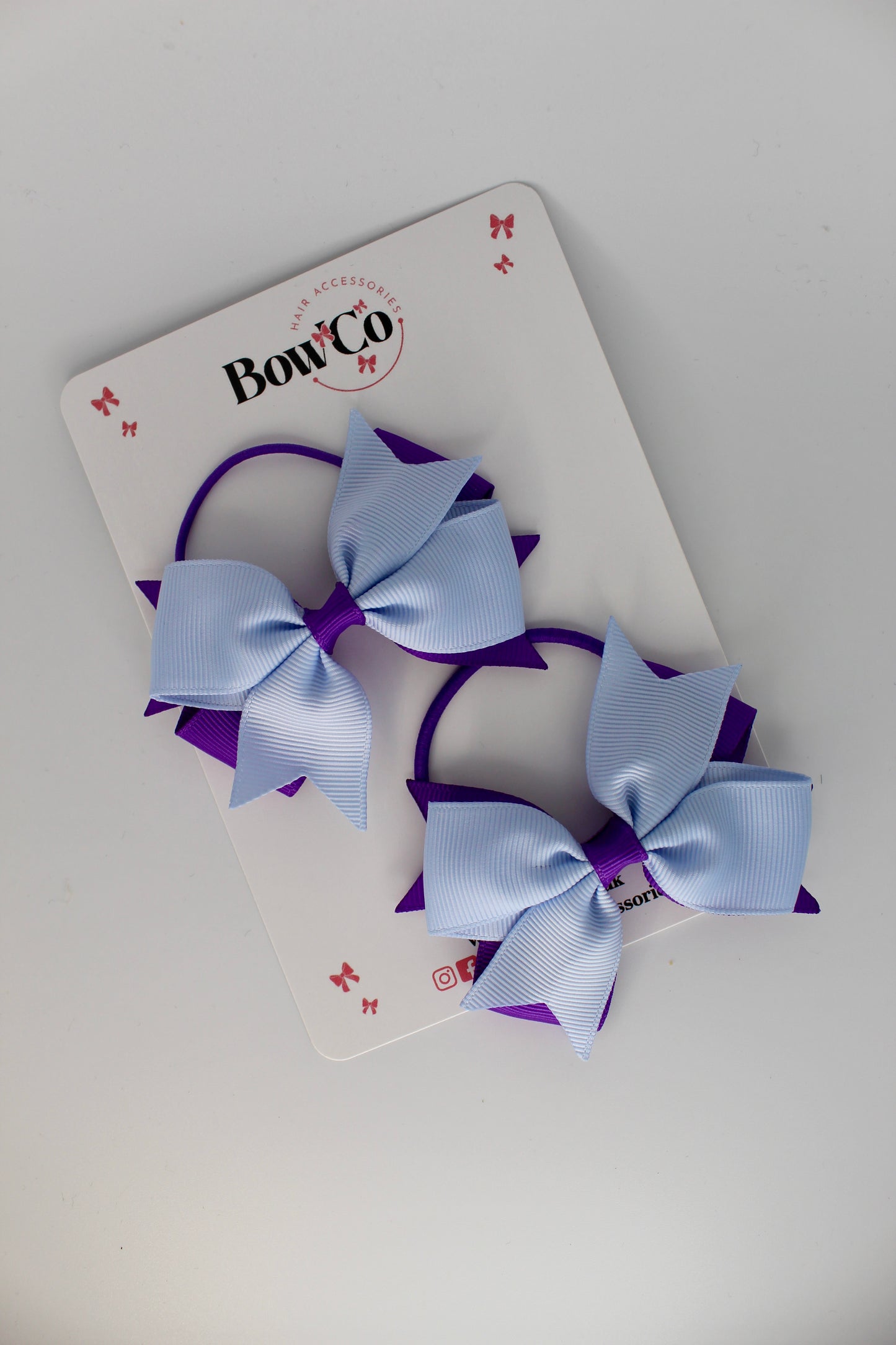 3 Inch Layer Tail Bow Set - Elastic - Purple and Bluebell