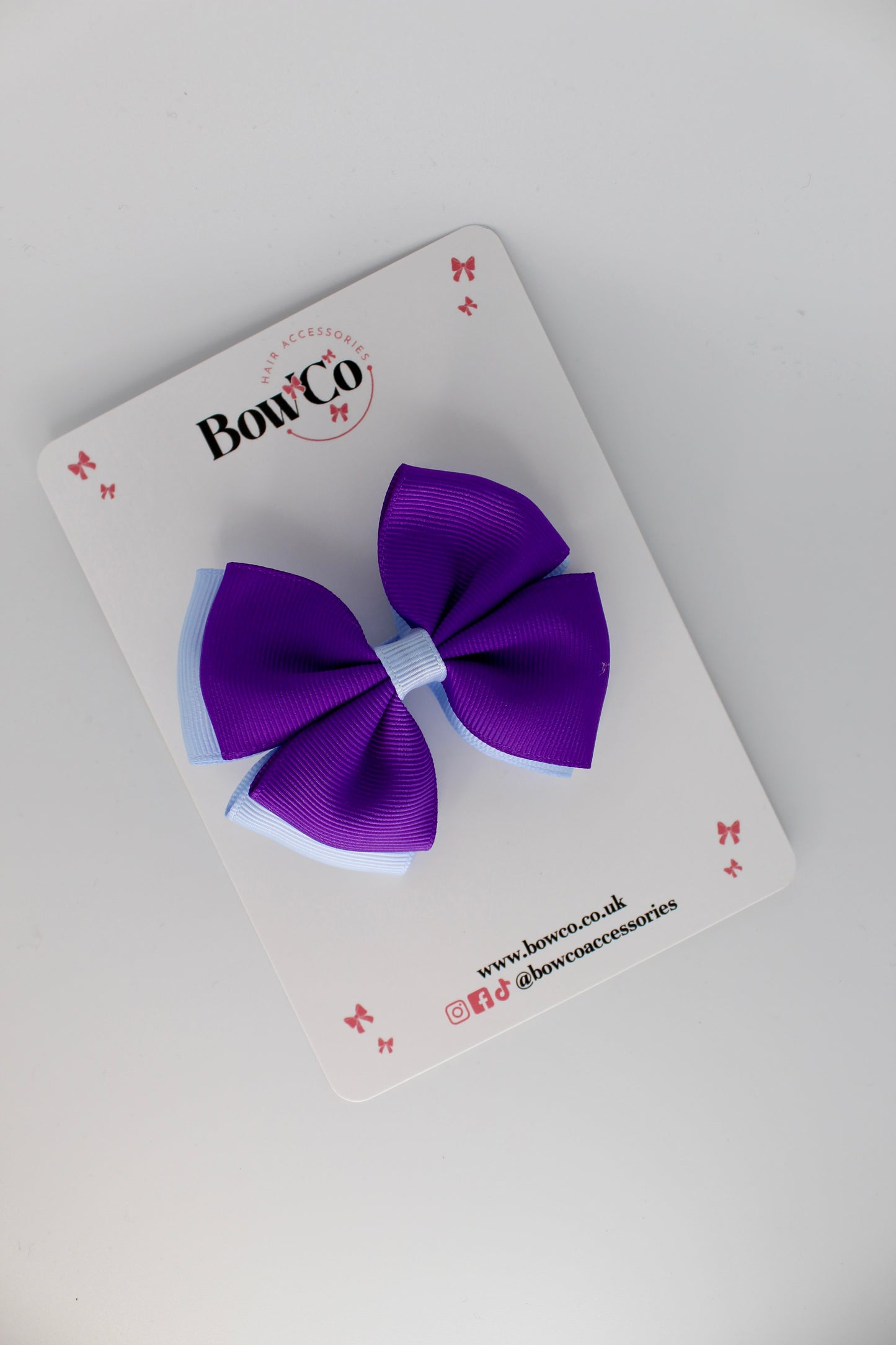 Double Layer Bow - Clip - Purple and Bluebell