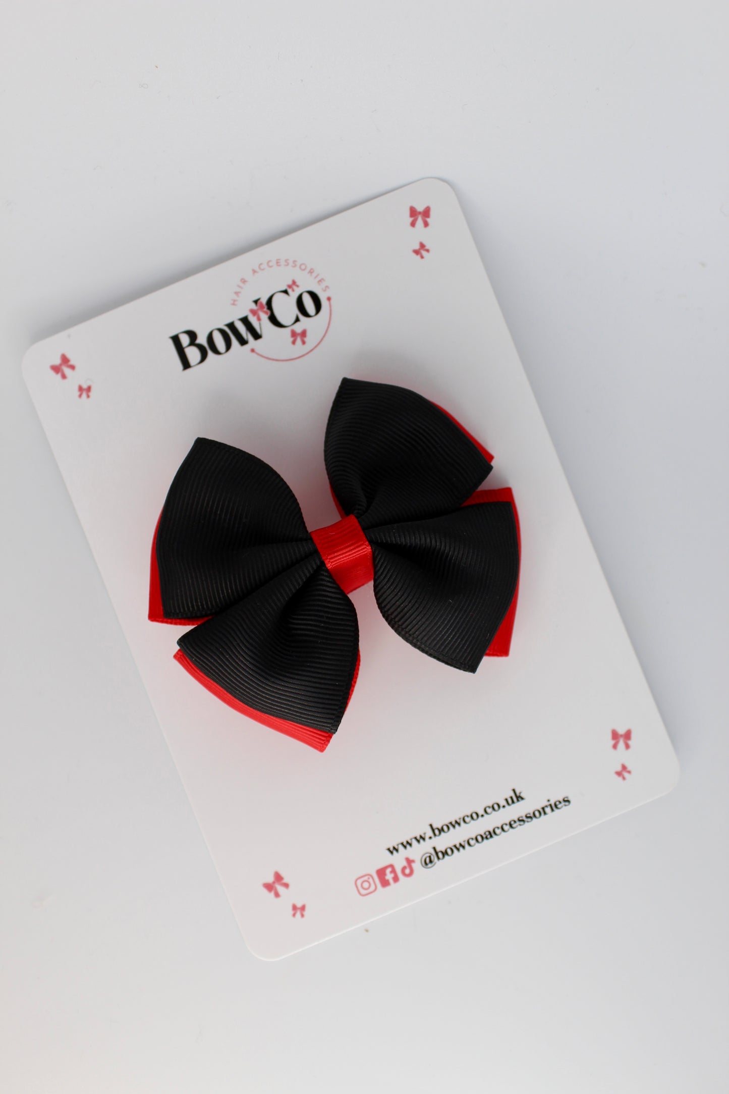 Double Layer Bow - Clip - Red and Black
