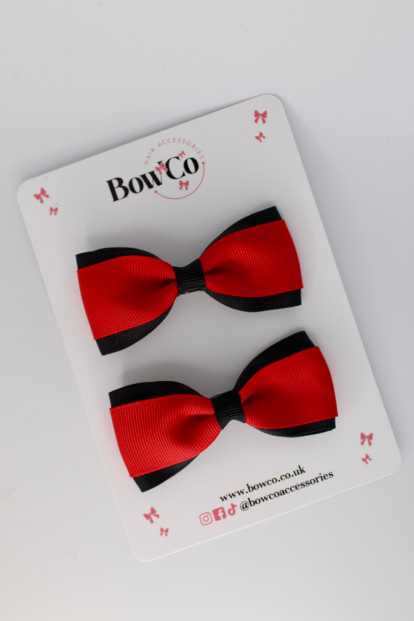 Red and Black - Tuxedo Bow Set - Clip