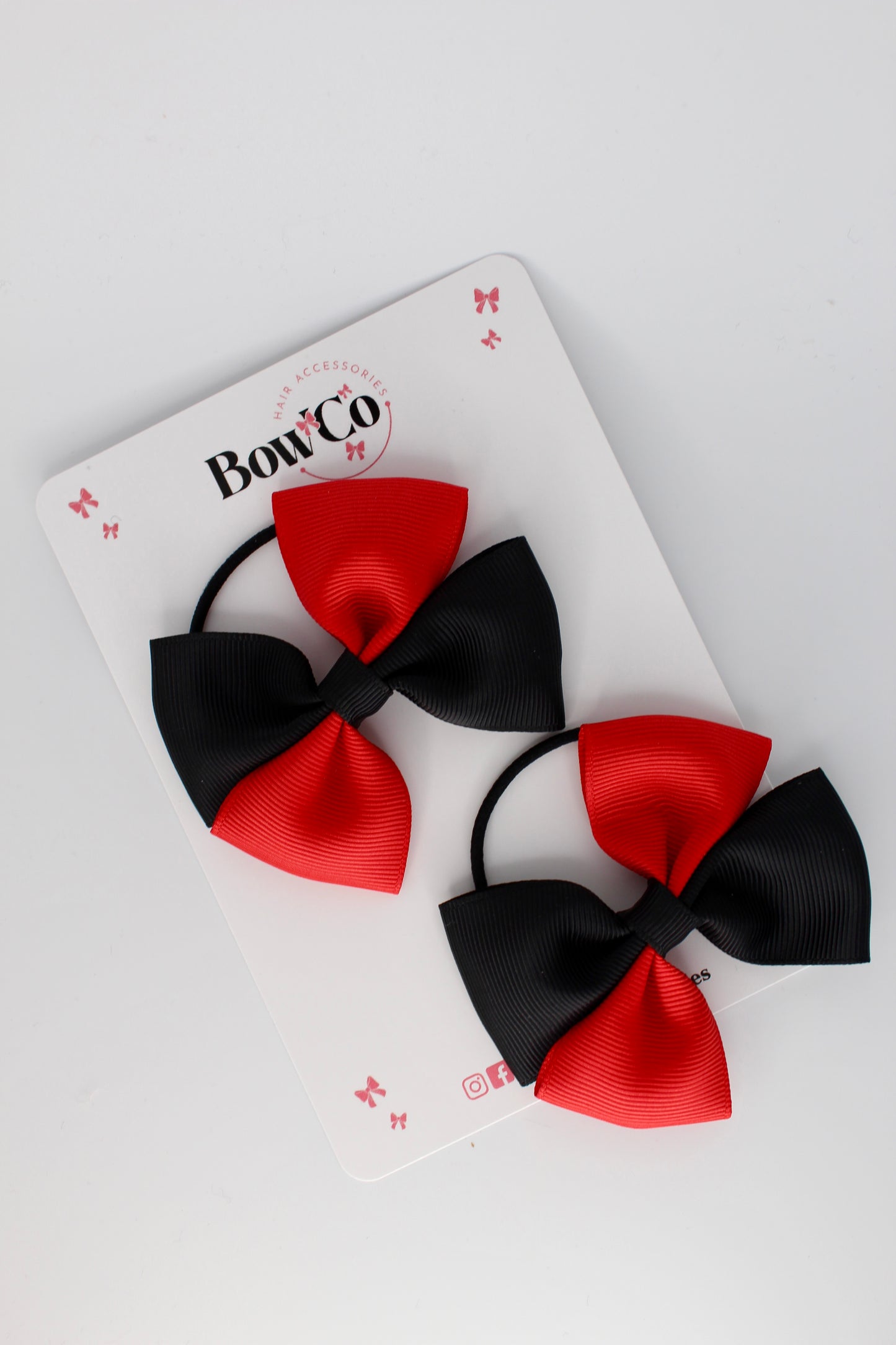 Red and Black - Twist Bow Set - Elastic