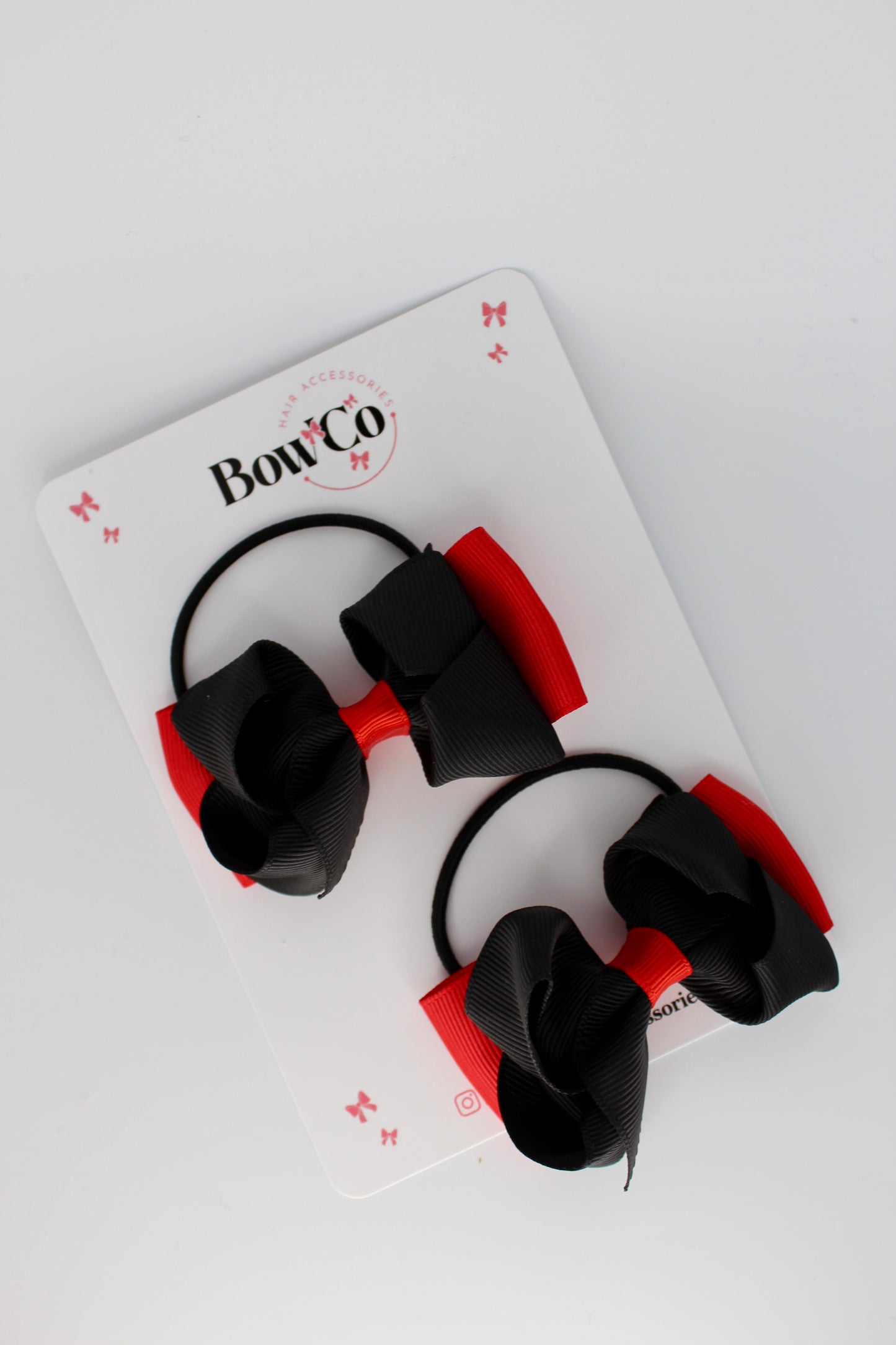 Red and Black - Ruffle Bow Set - Elastic
