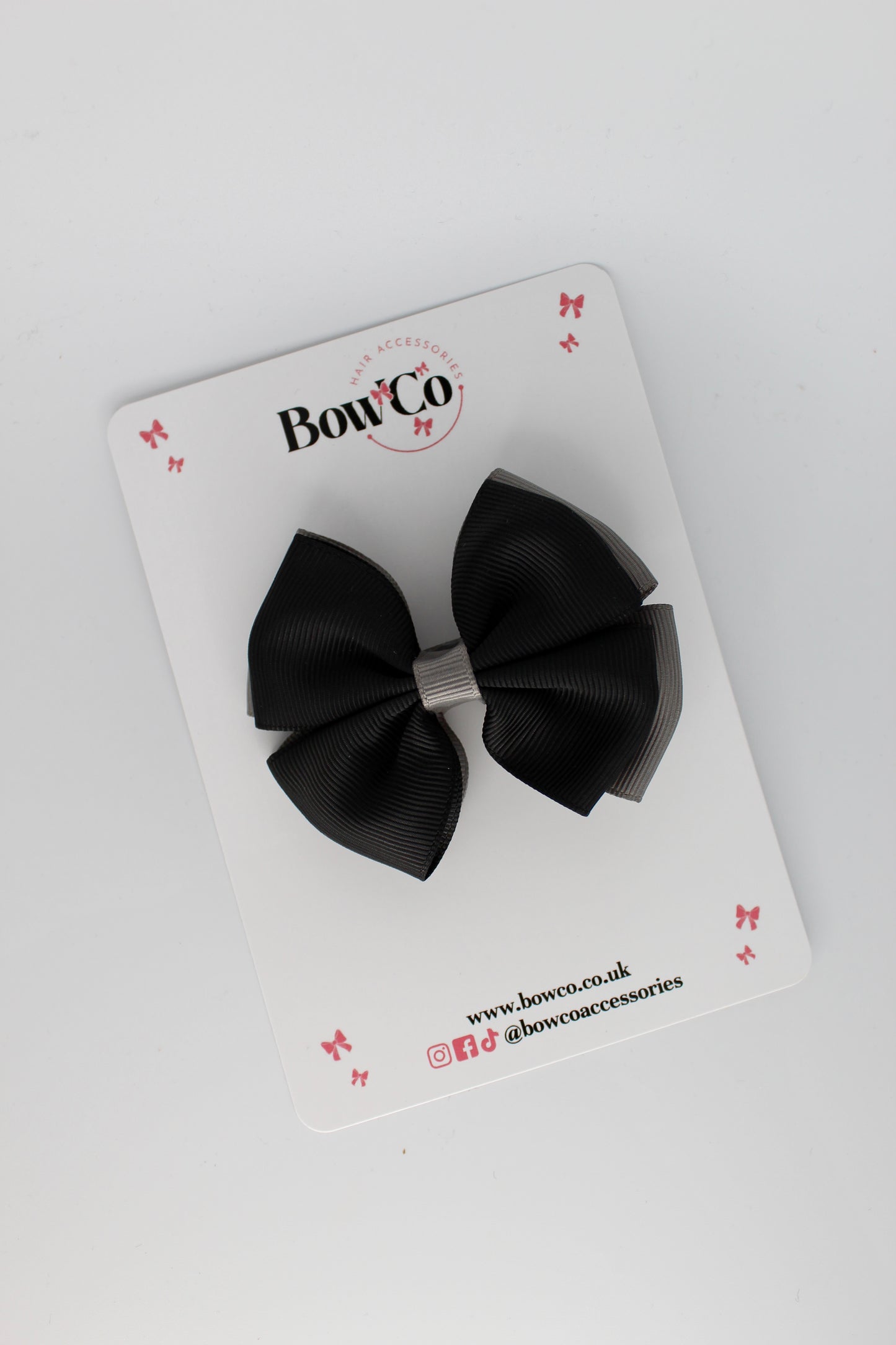 Double Layer Bow - Clip - Black and Metal Grey