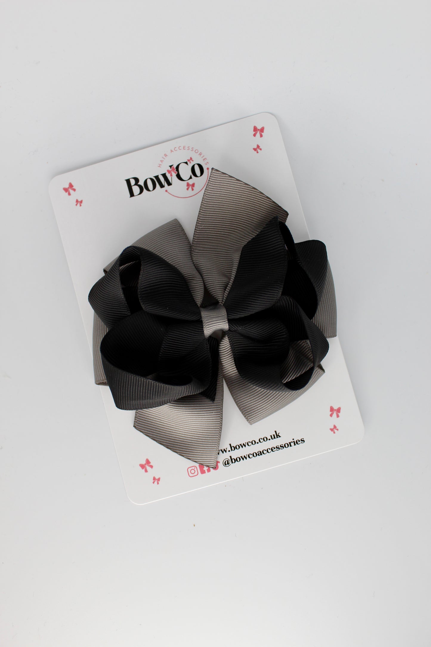 4.5 Inch Double Bow - Clip - Black and Metal Grey