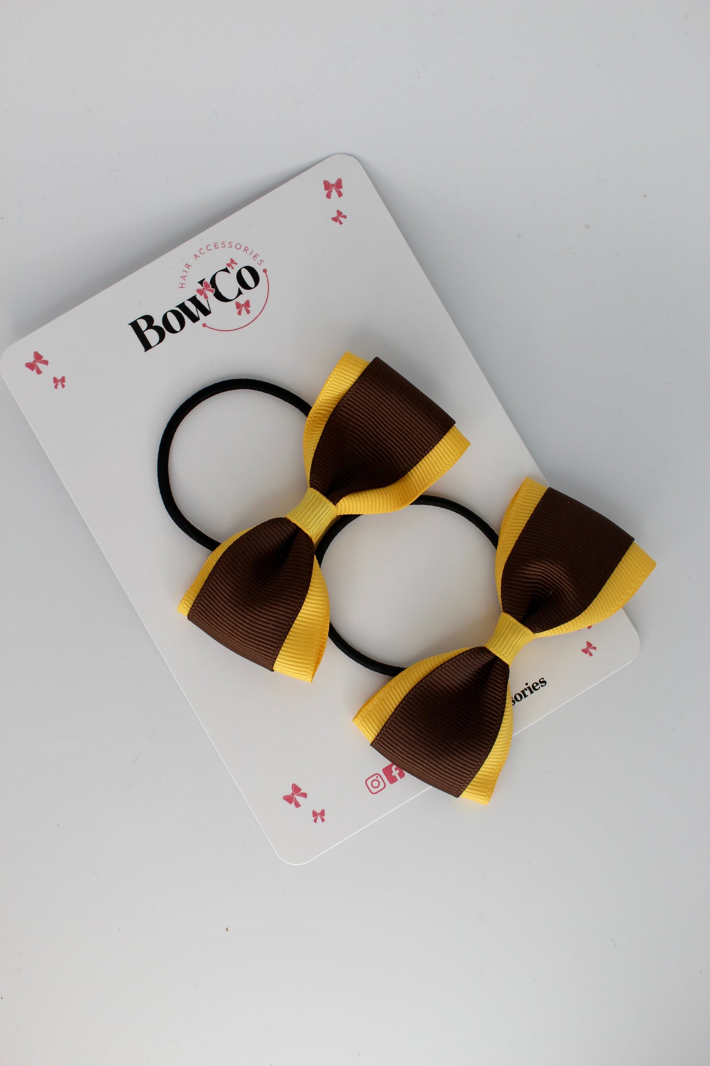 Tuxedo Bow Set - Elastic - Brown and Yellow Gold