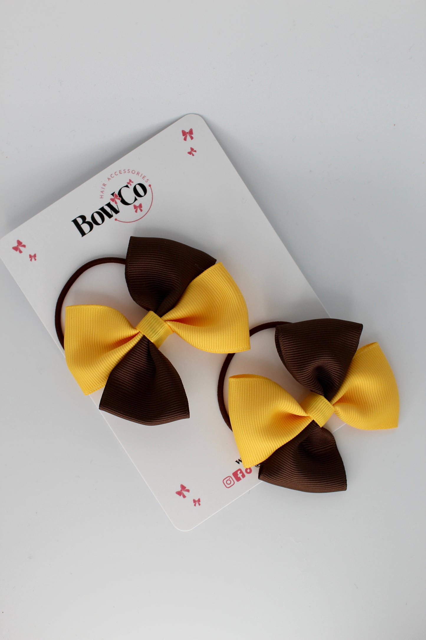Brown and Yellow Gold - Twist Bow Set - Elastic