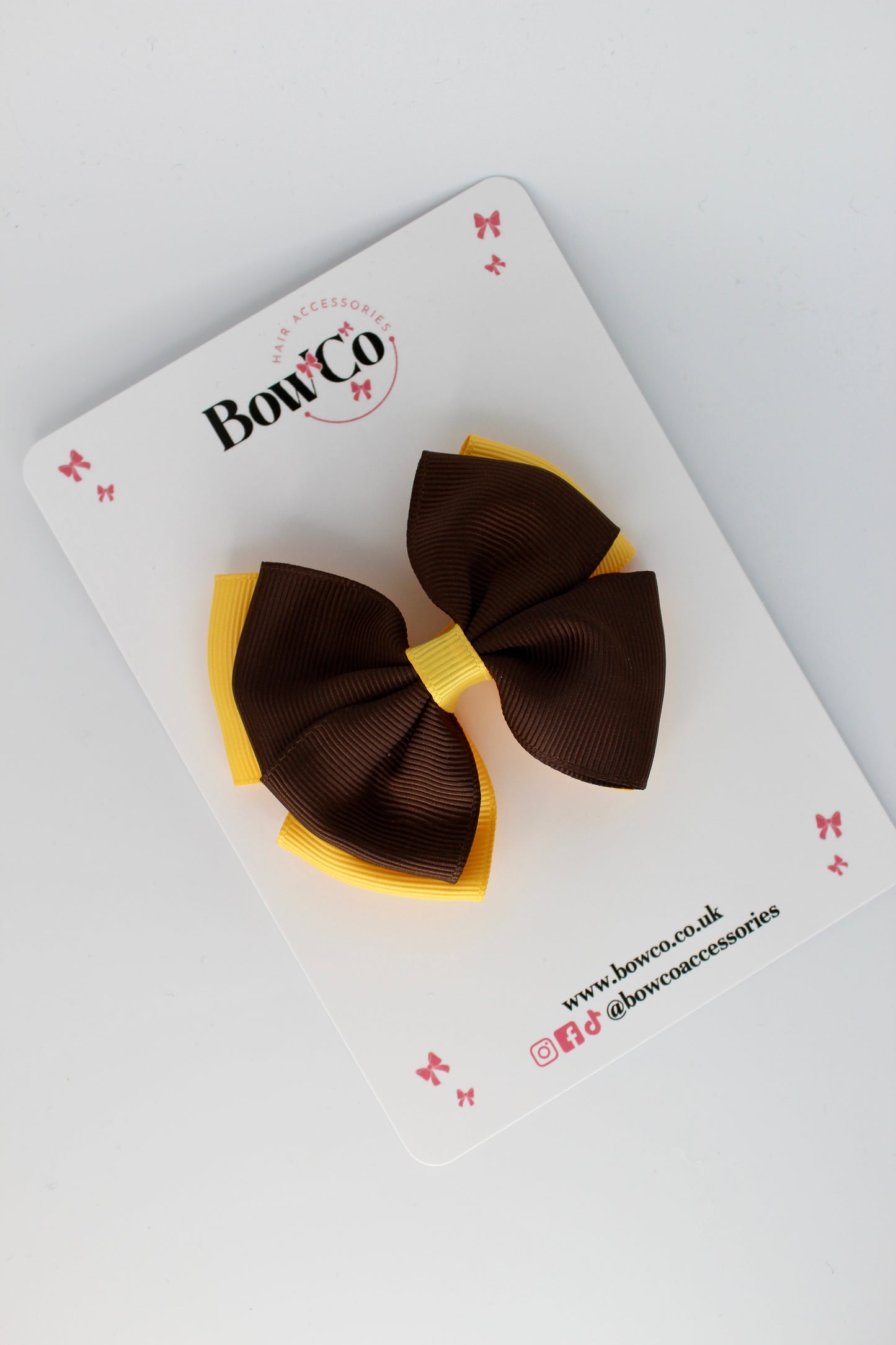 Double Layer Bow - Clip - Brown and Yellow Gold