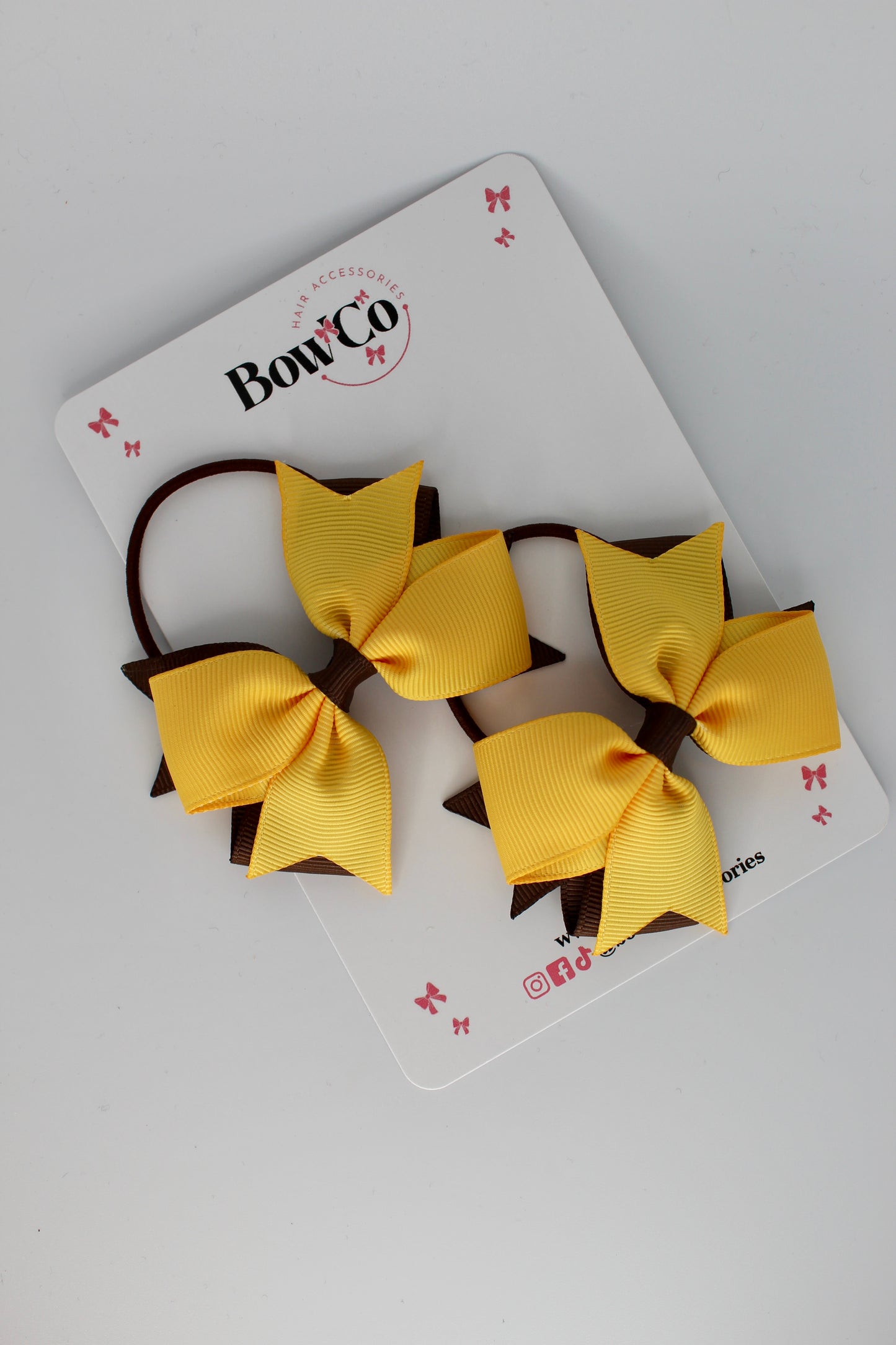 Brown and Yellow Gold - Layer Tail Bow Set - Elastic