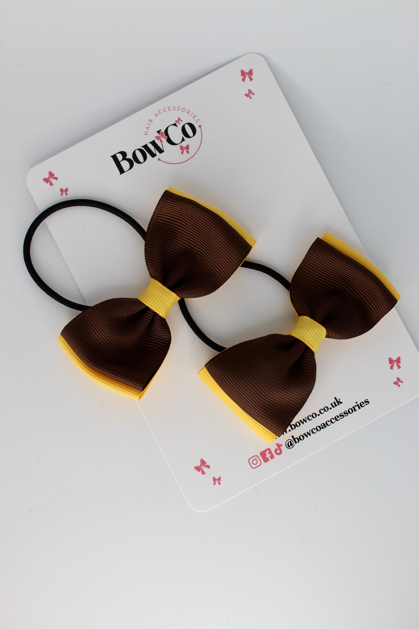 Brown and Yellow Gold - Double Lapel Bow Set - Elastic