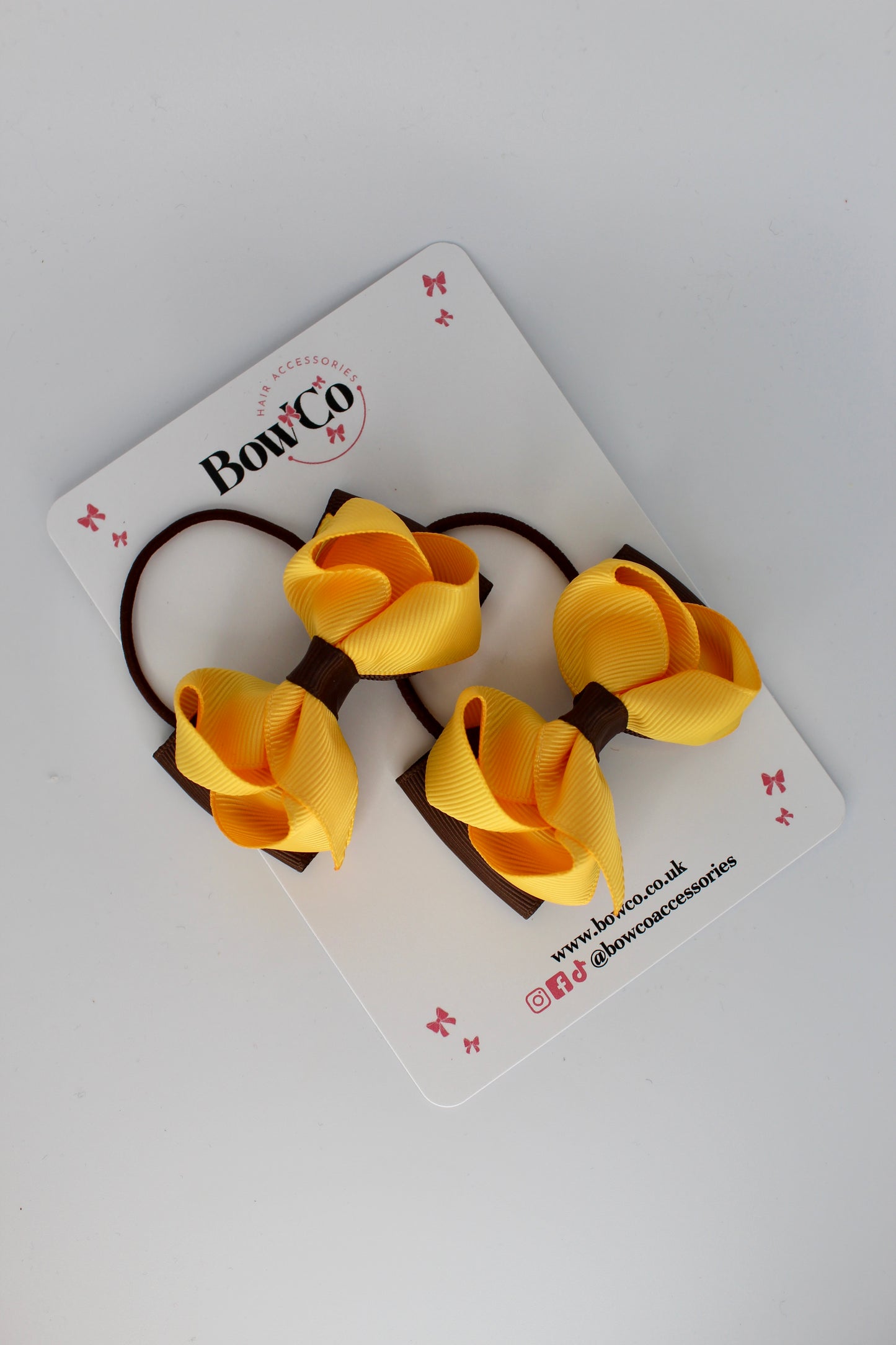 Brown and Yellow Gold - Ruffle Bow Set - Elastic