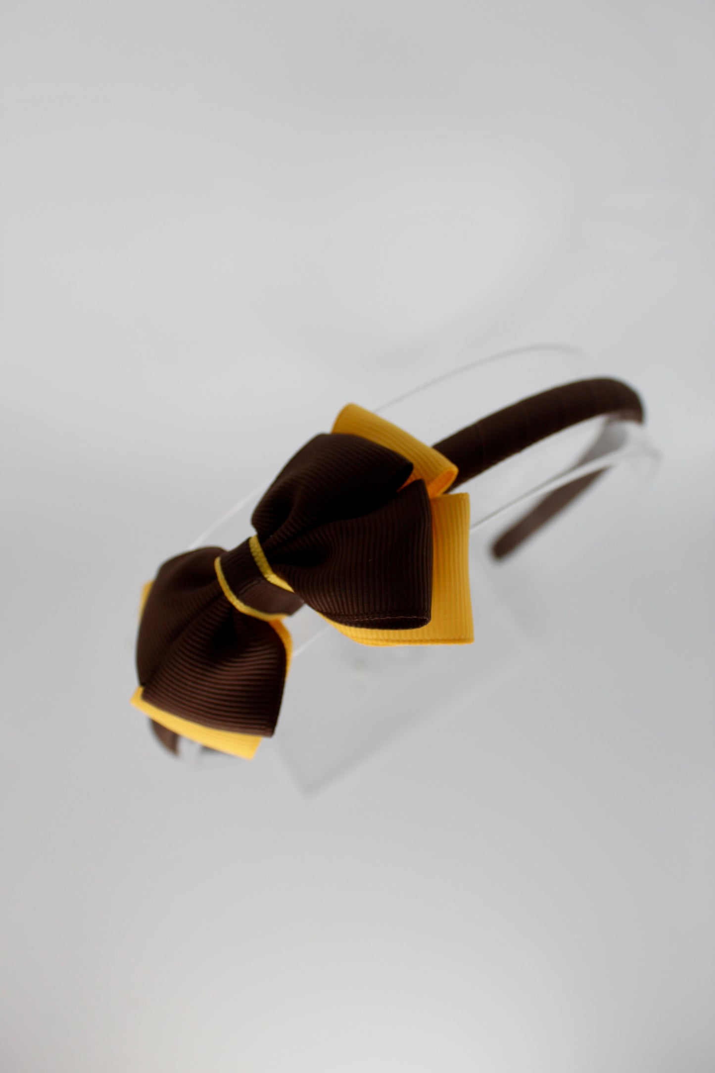 Bow Hair Band - Brown and Yellow Gold