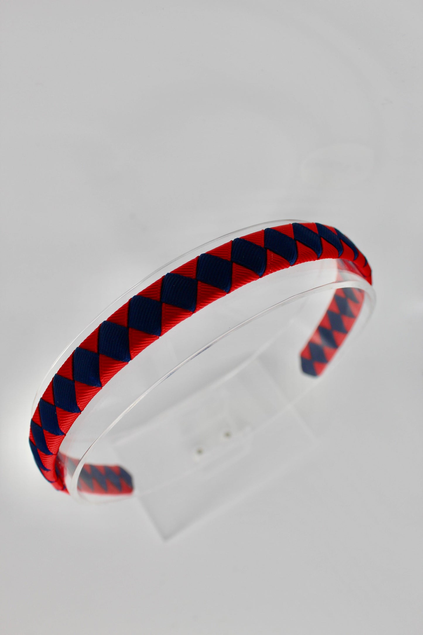 Pleated Red and Navy Blue Hair Band