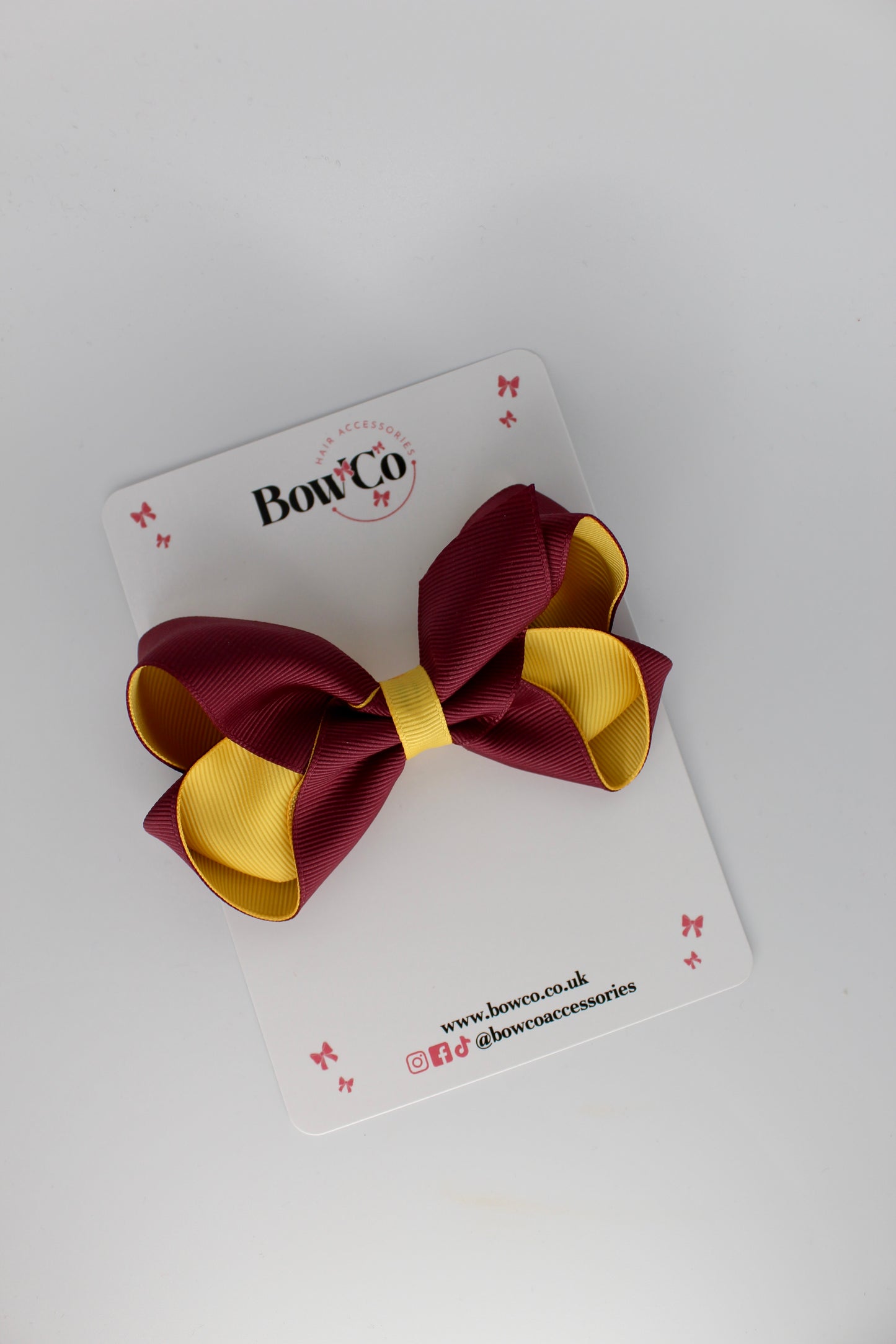 Loop Bow - Clip - Burgundy and Yellow Gold