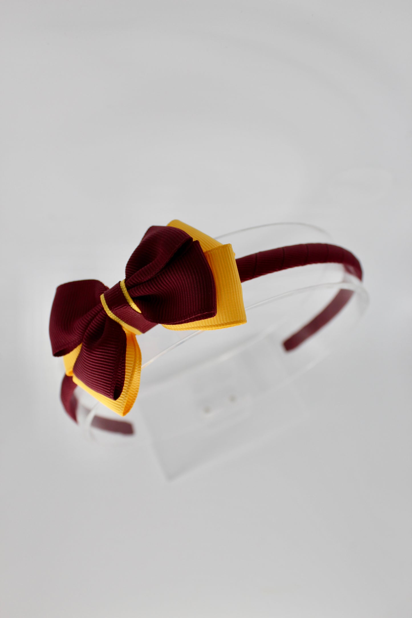 Bow Hair Band - Burgundy and Yellow Gold