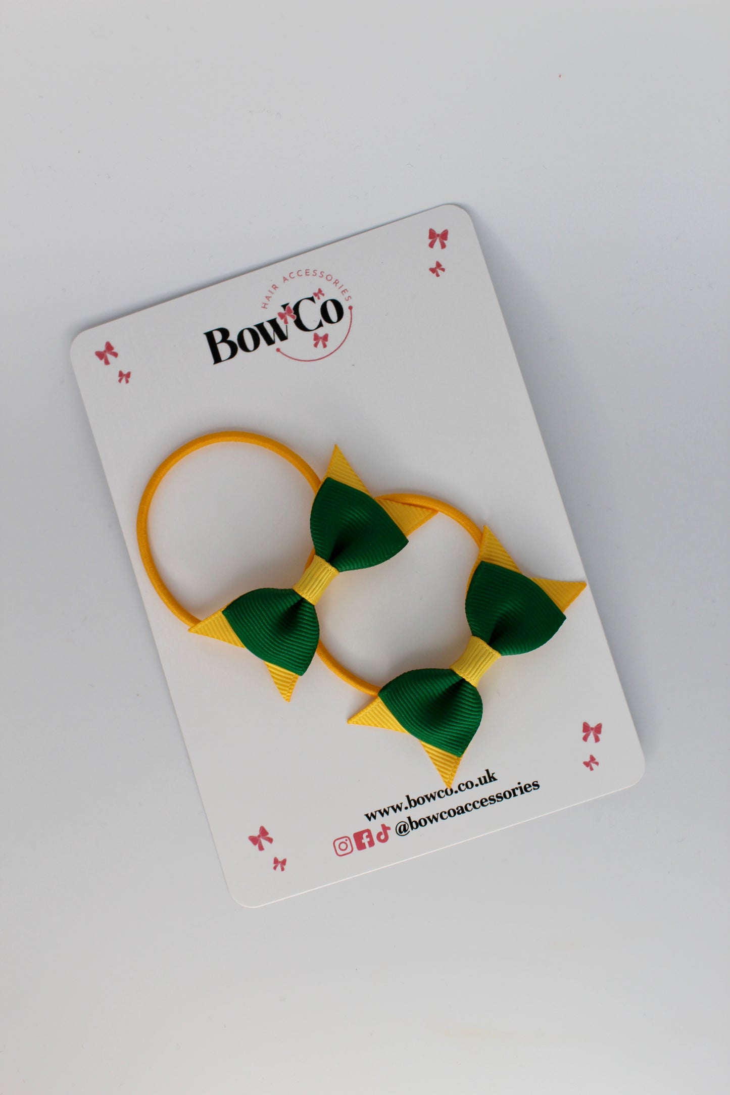 Layer Tail Bow Set - Elastic - Forest Green and Yellow Gold