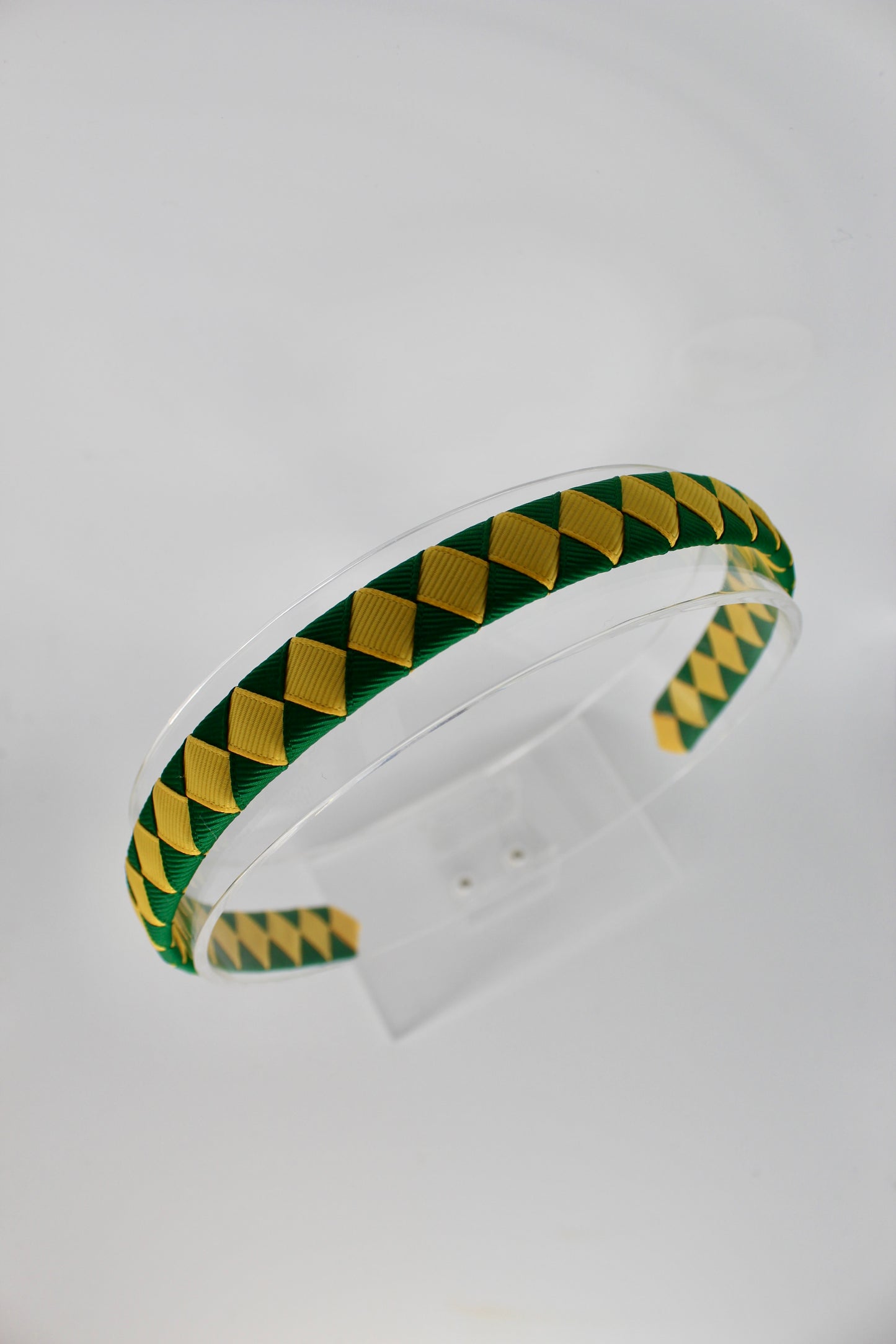 School Hair Accessories - Pleated Forest Green and Yellow Gold Hair Band