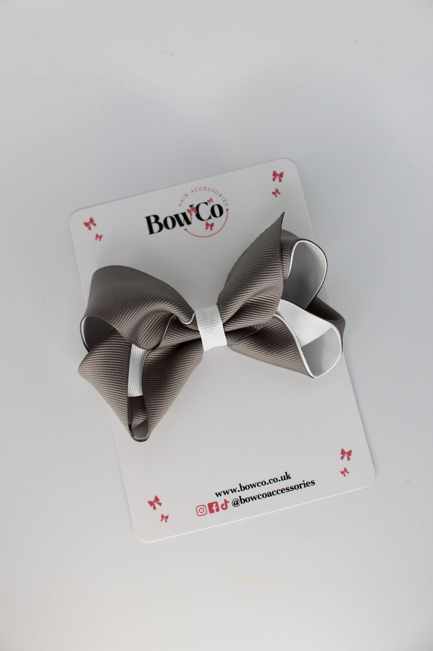 Loop Bow - Clip - Metal Grey and White