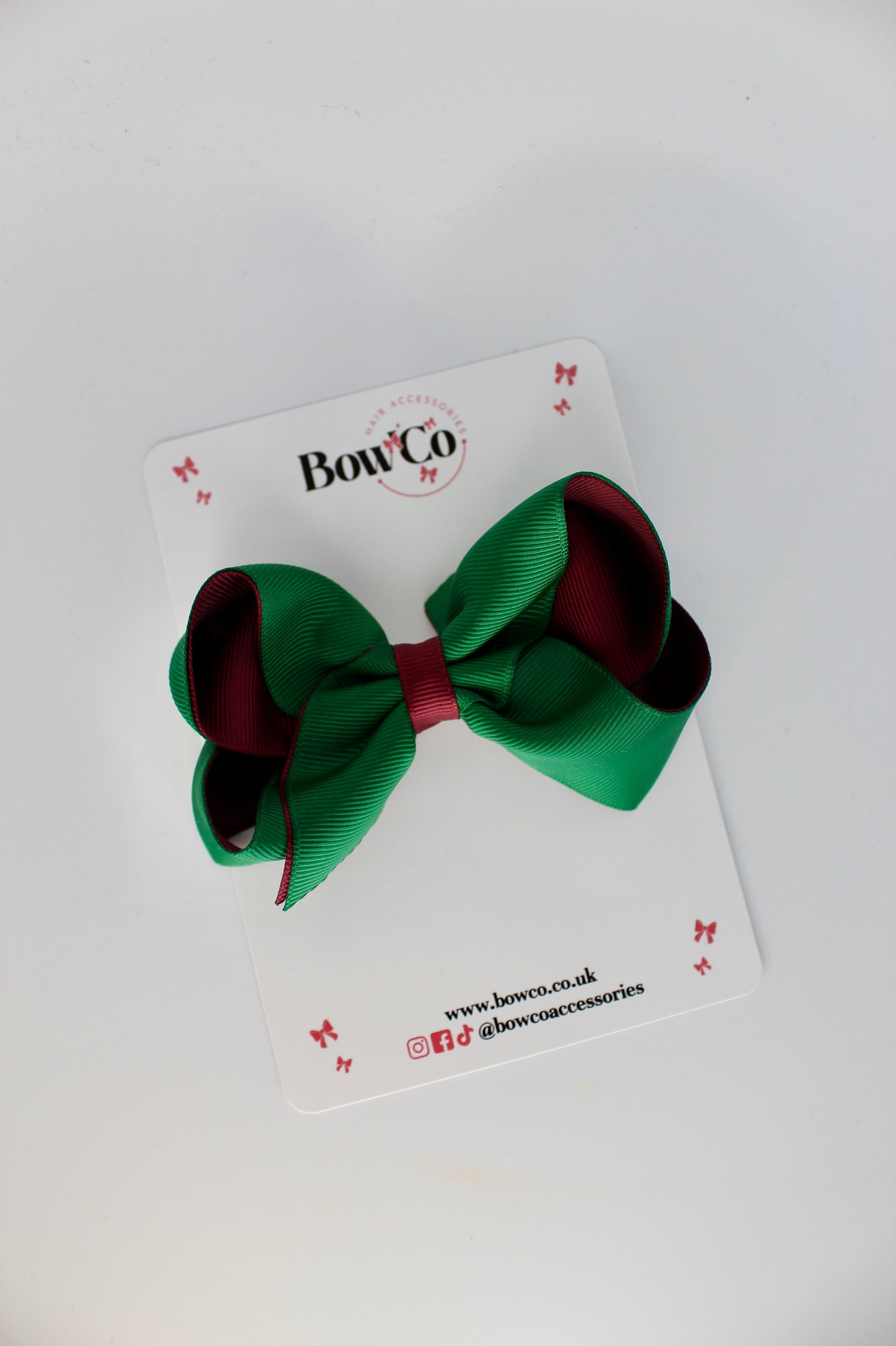 Loop Bow - Clip - Forest Green and Burgundy
