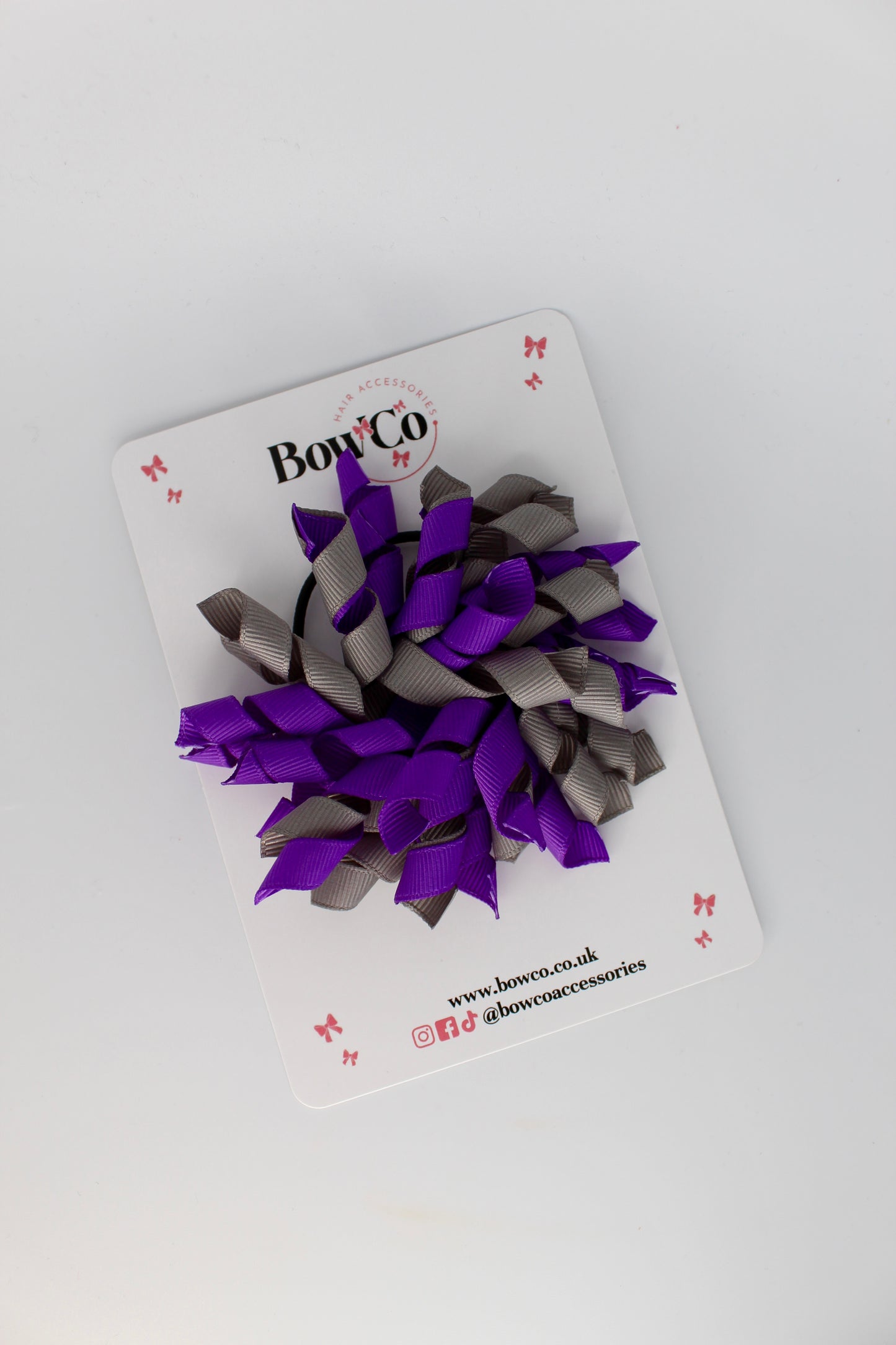 School Bow Purple and Metal Grey - Corker Bow - Elastic