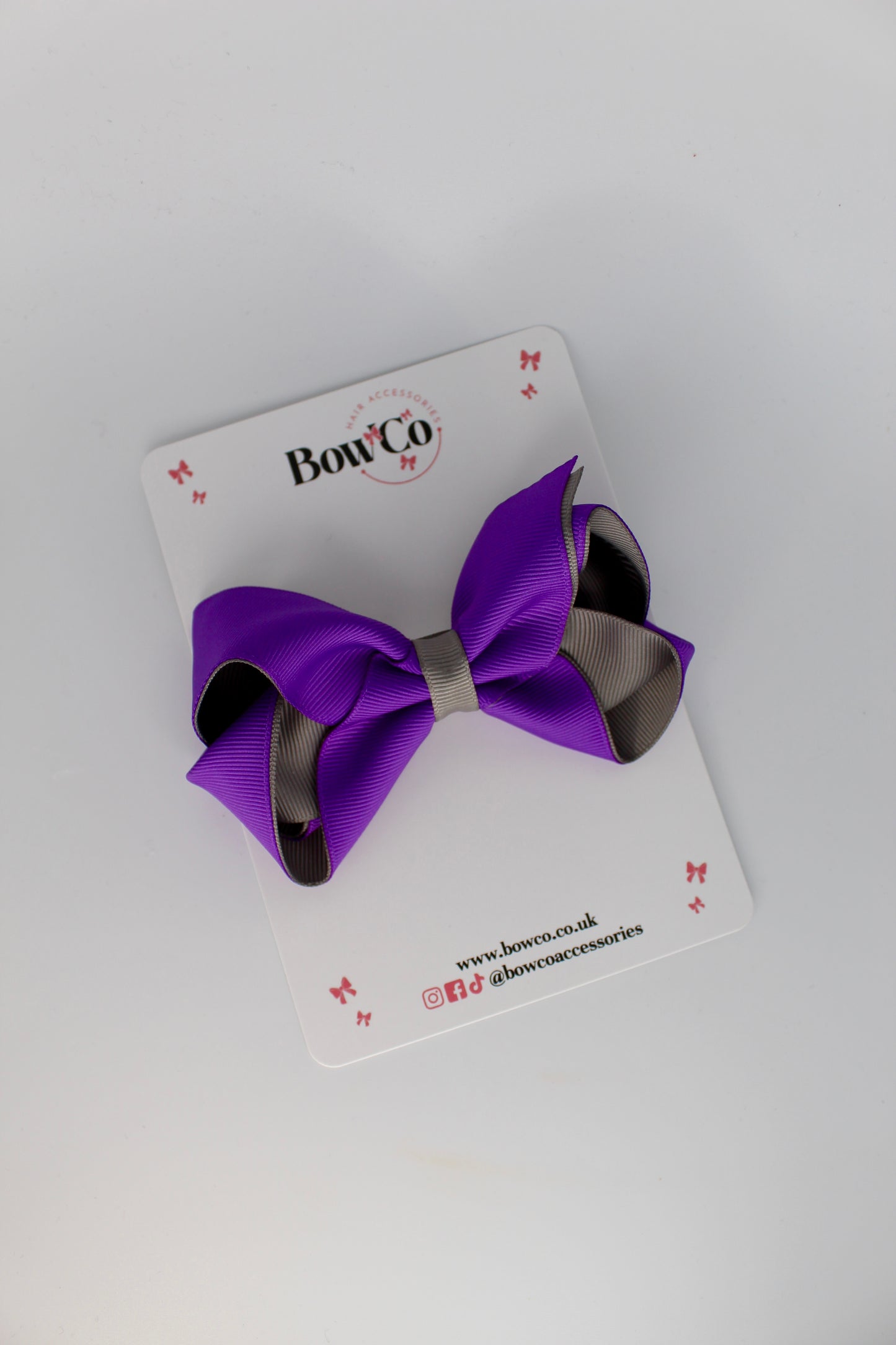 Loop Bow - Clip - Purple and Metal Grey