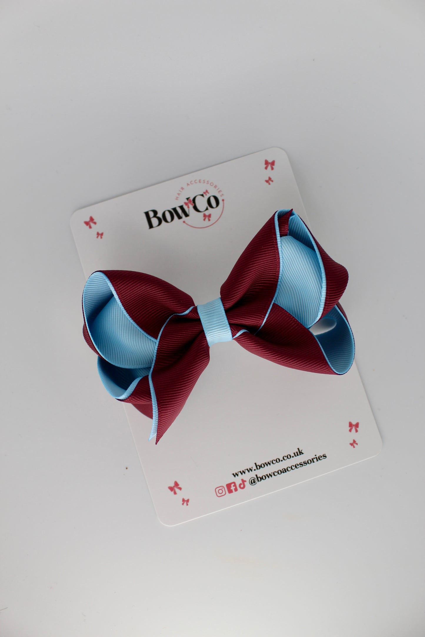 Loop Bow - Clip - Burgundy and Blue Topaz