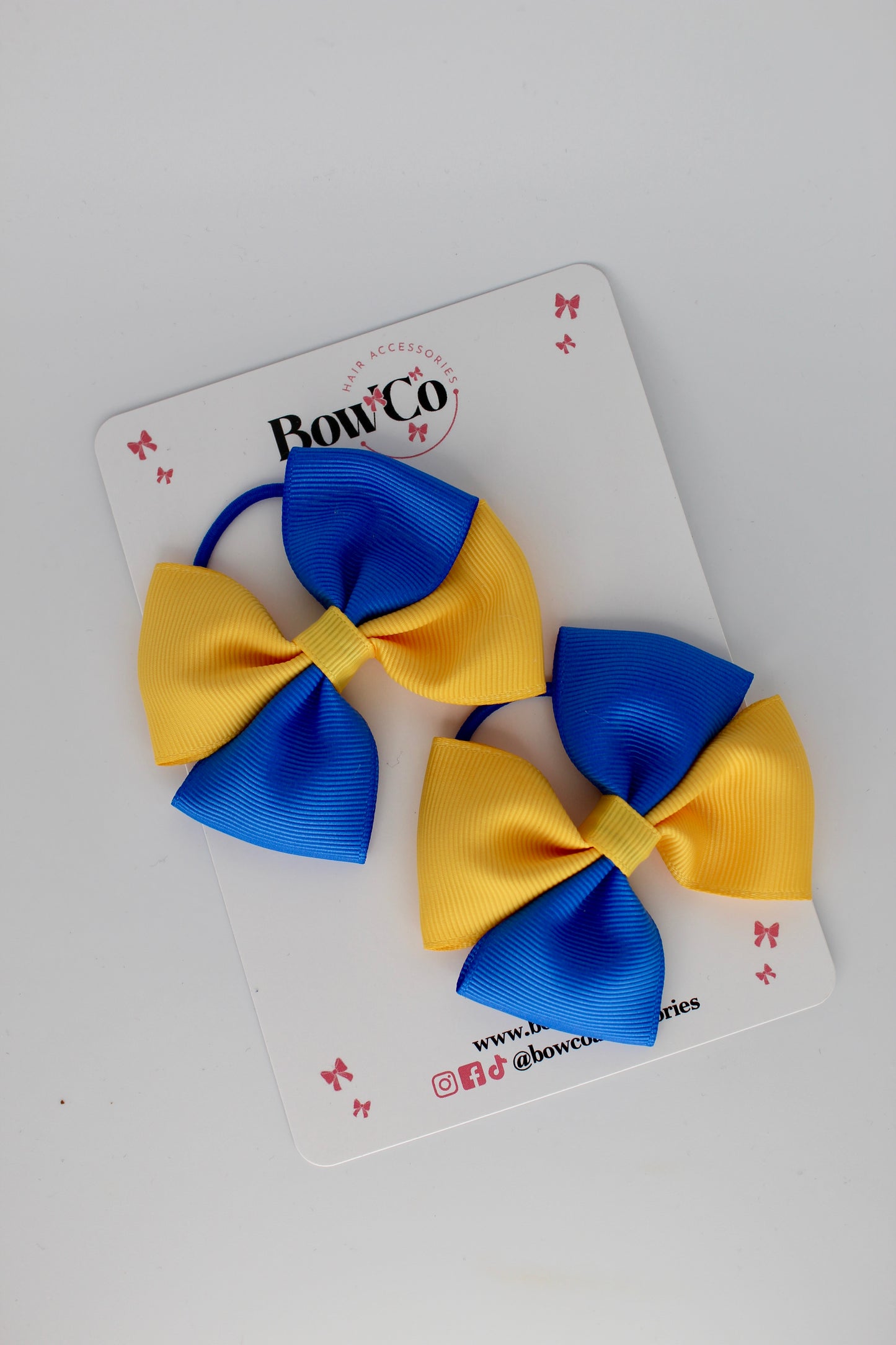 Royal Blue and Yellow Gold - Twist Bow Set - Elastic