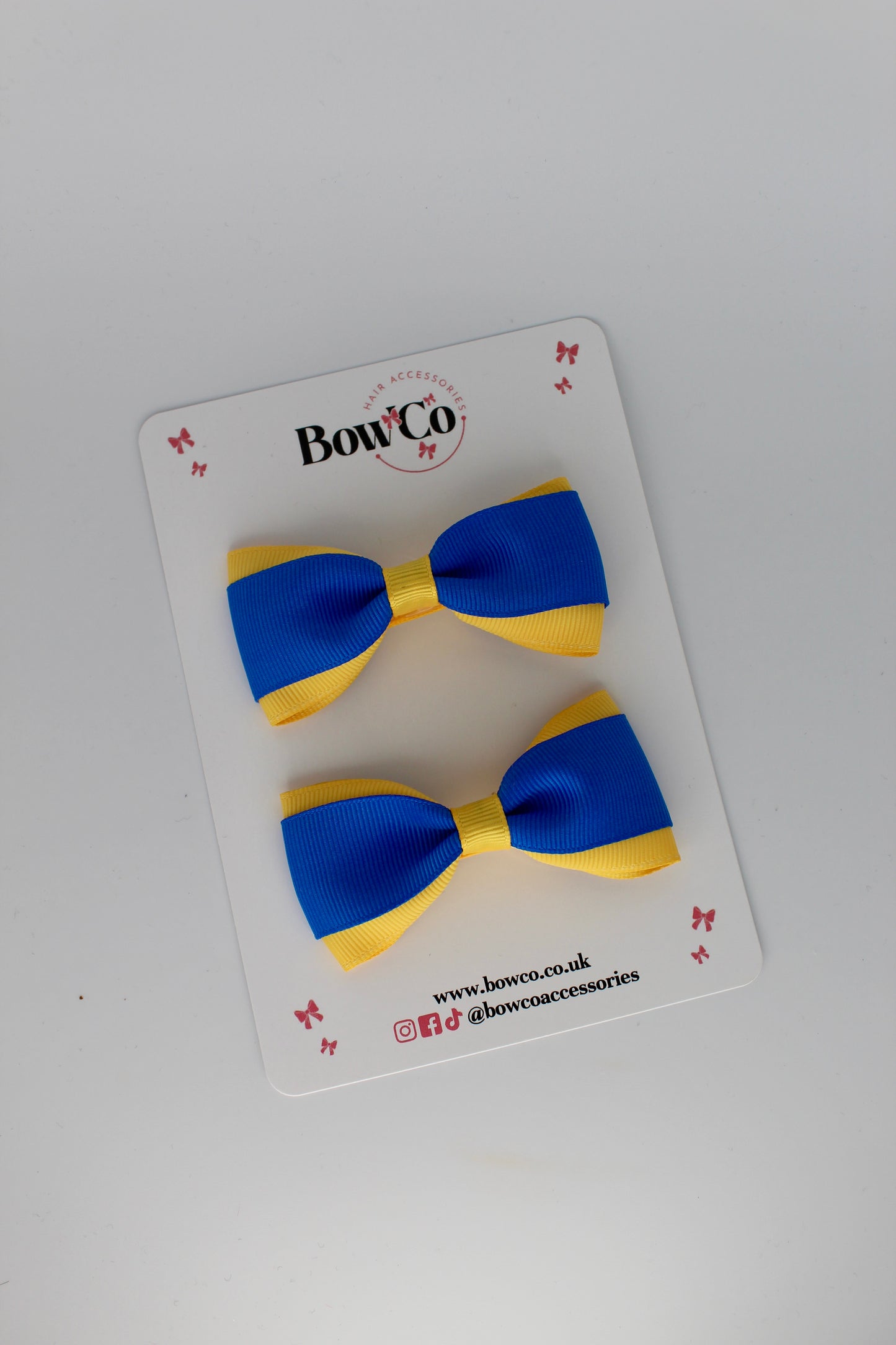 Royal Blue and Yellow Gold - Tuxedo Bow Set - Clip