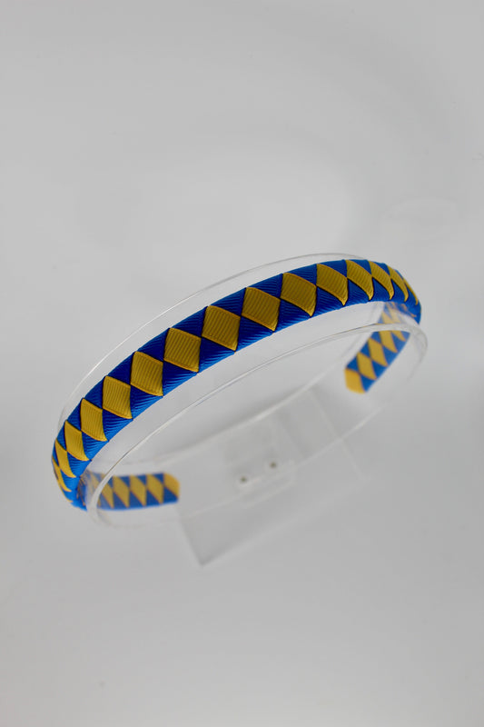 Pleated Royal Blue and Yellow Gold Hairband