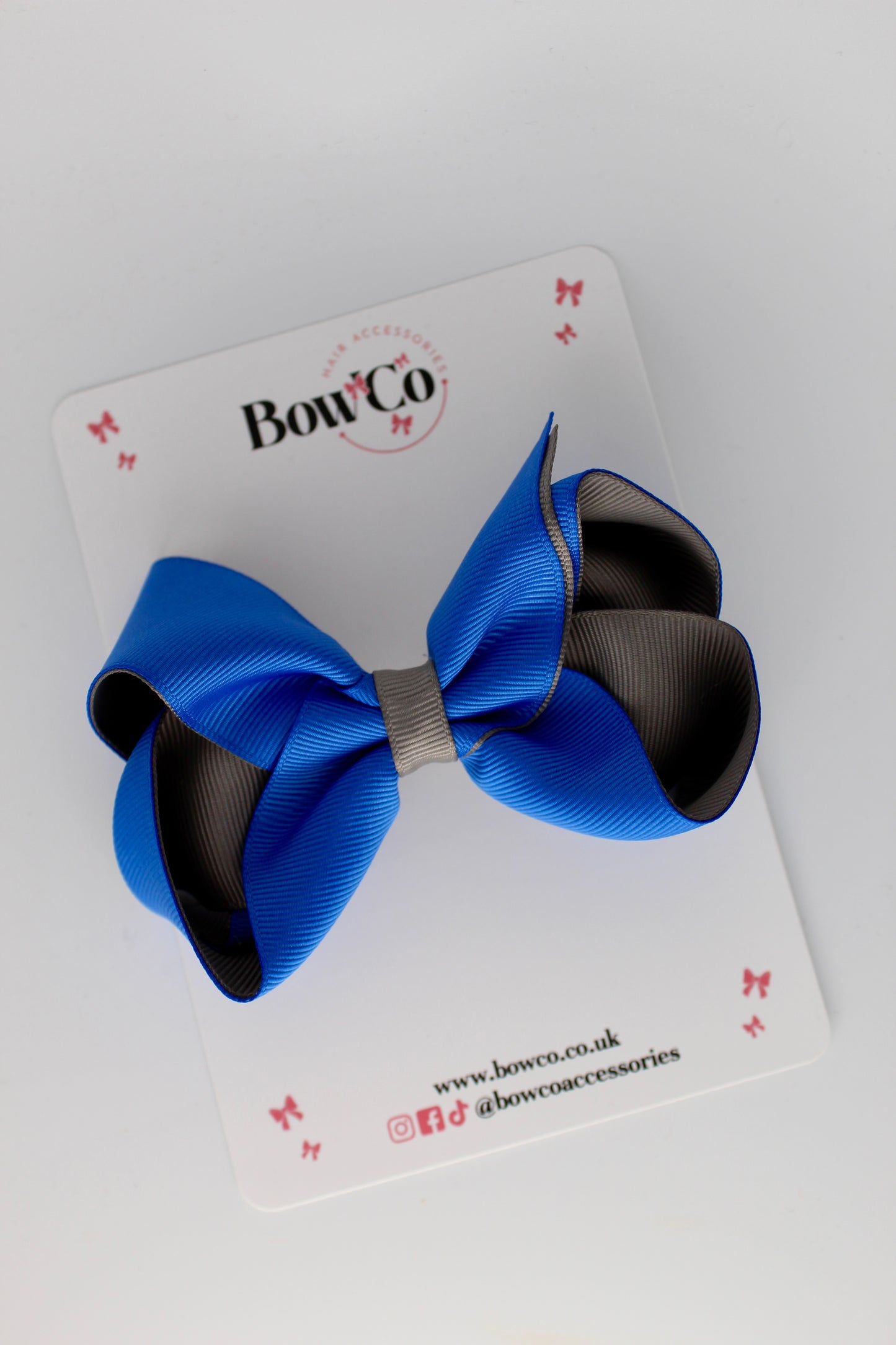 Loop Bow - Clip - Royal Blue and Metal Grey