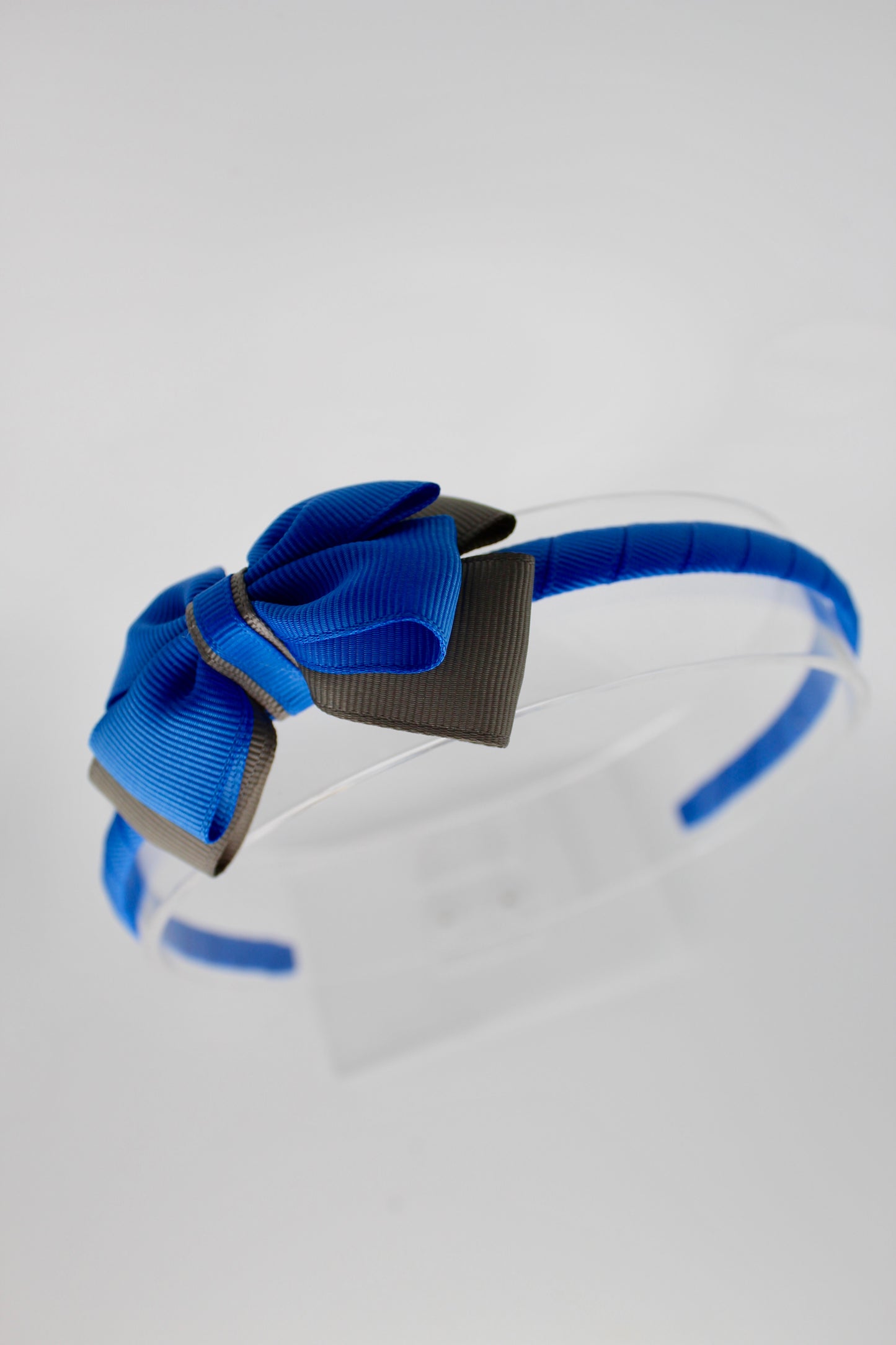 Bow Hair Band - Royal Blue and Metal Grey