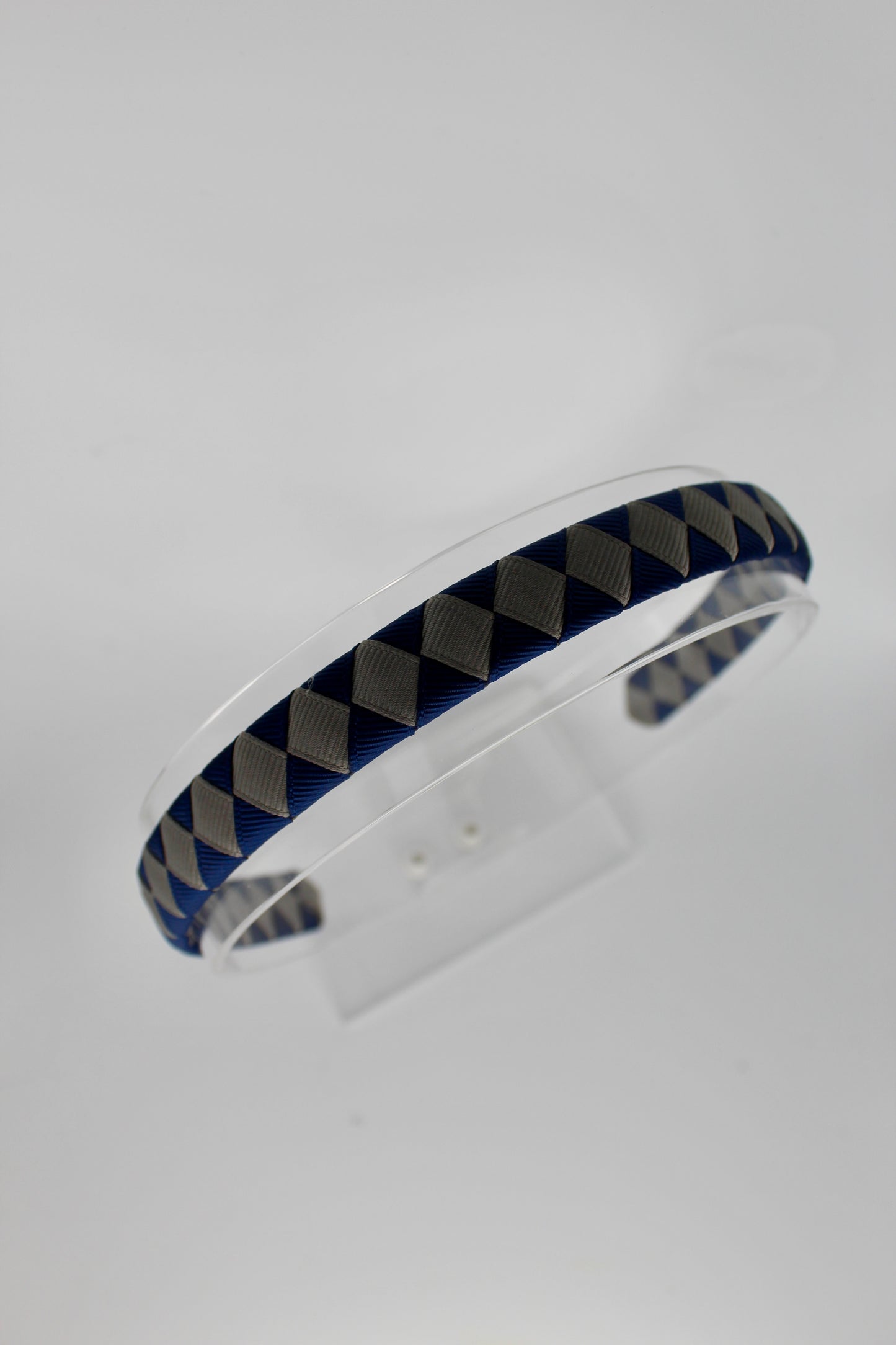 Pleated Navy and Metal Grey Hair Band