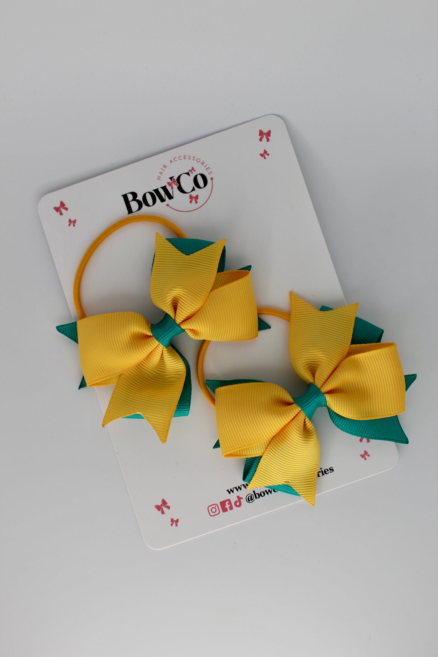 Jade Green and Yellow Gold - Layer Tail Bow Set - Elastic