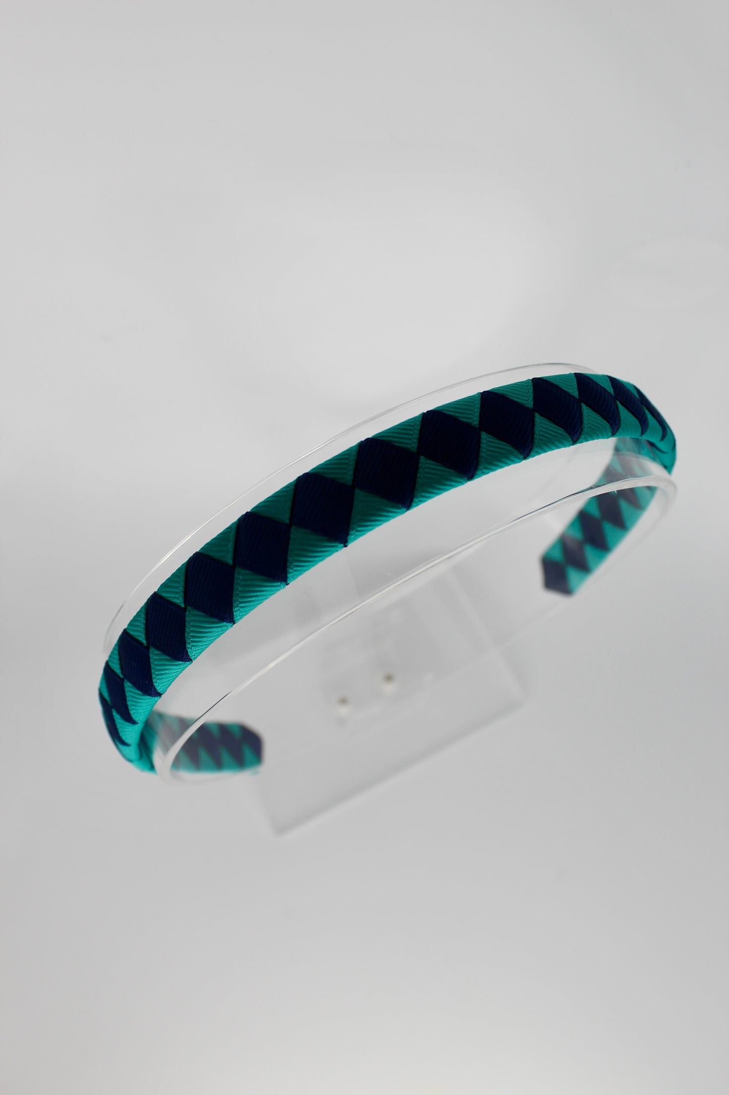 Pleated Jade Green and Navy Hair Band