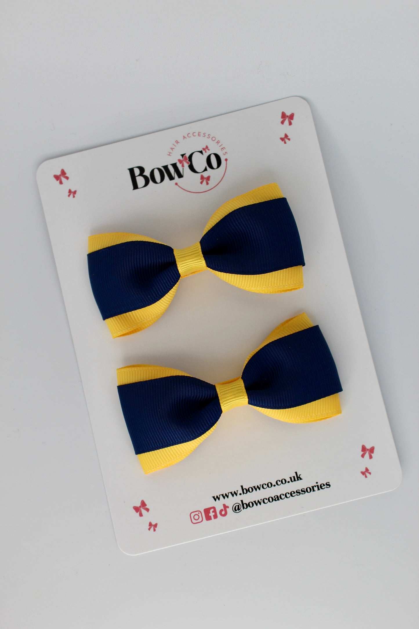Navy Blue and Yellow Gold - Tuxedo Bow Set - Clip
