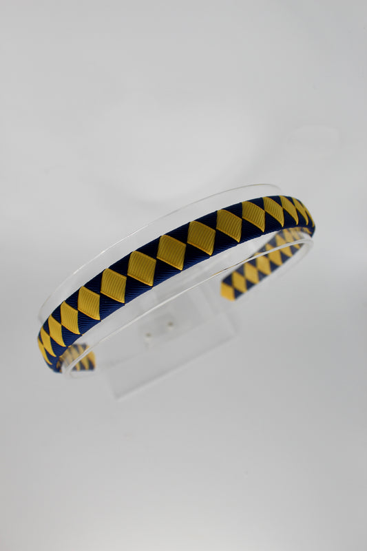 Pleated Navy and Yellow Gold Hairband