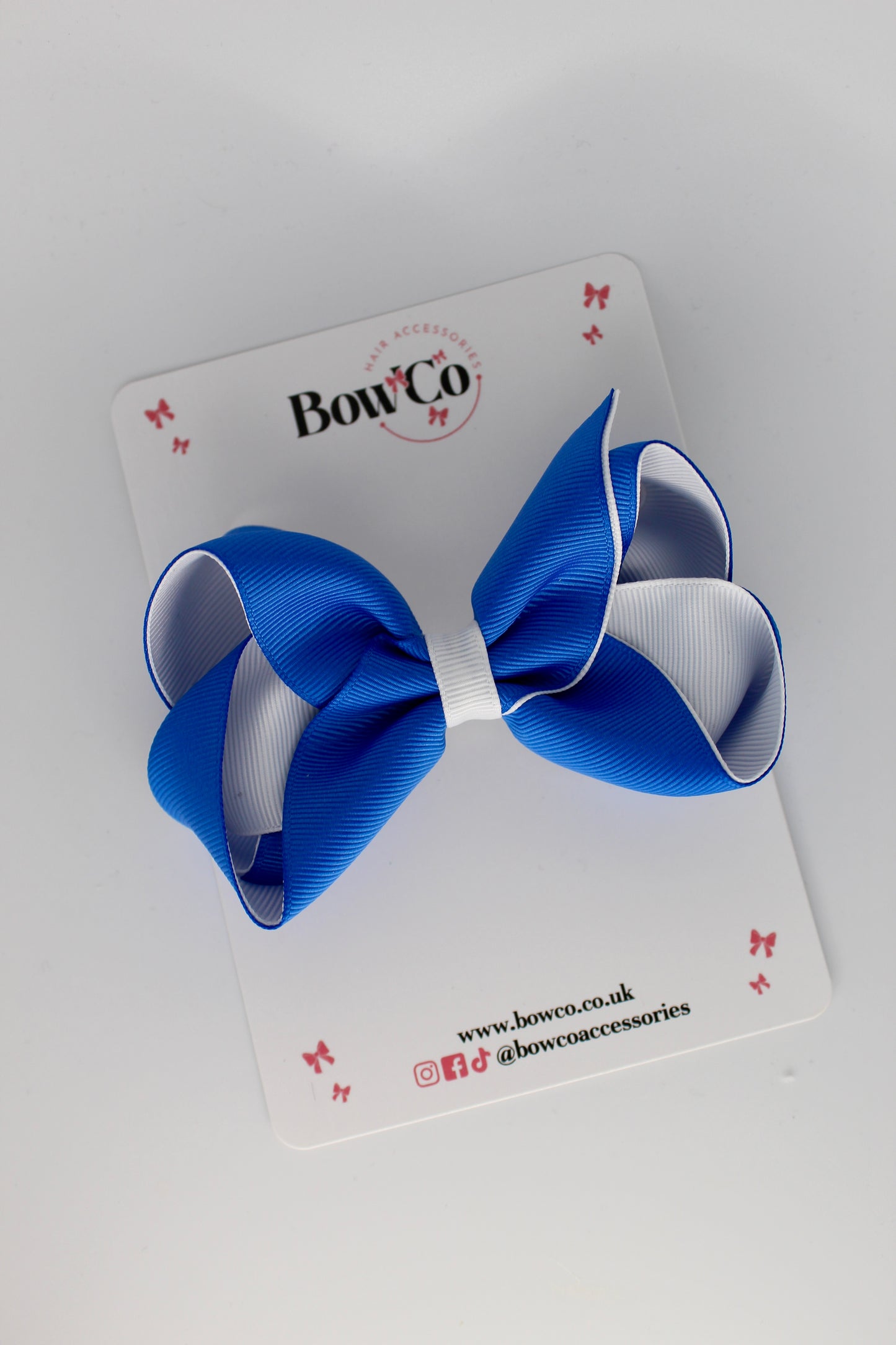 Loop Bow - Clip - Royal Blue and White