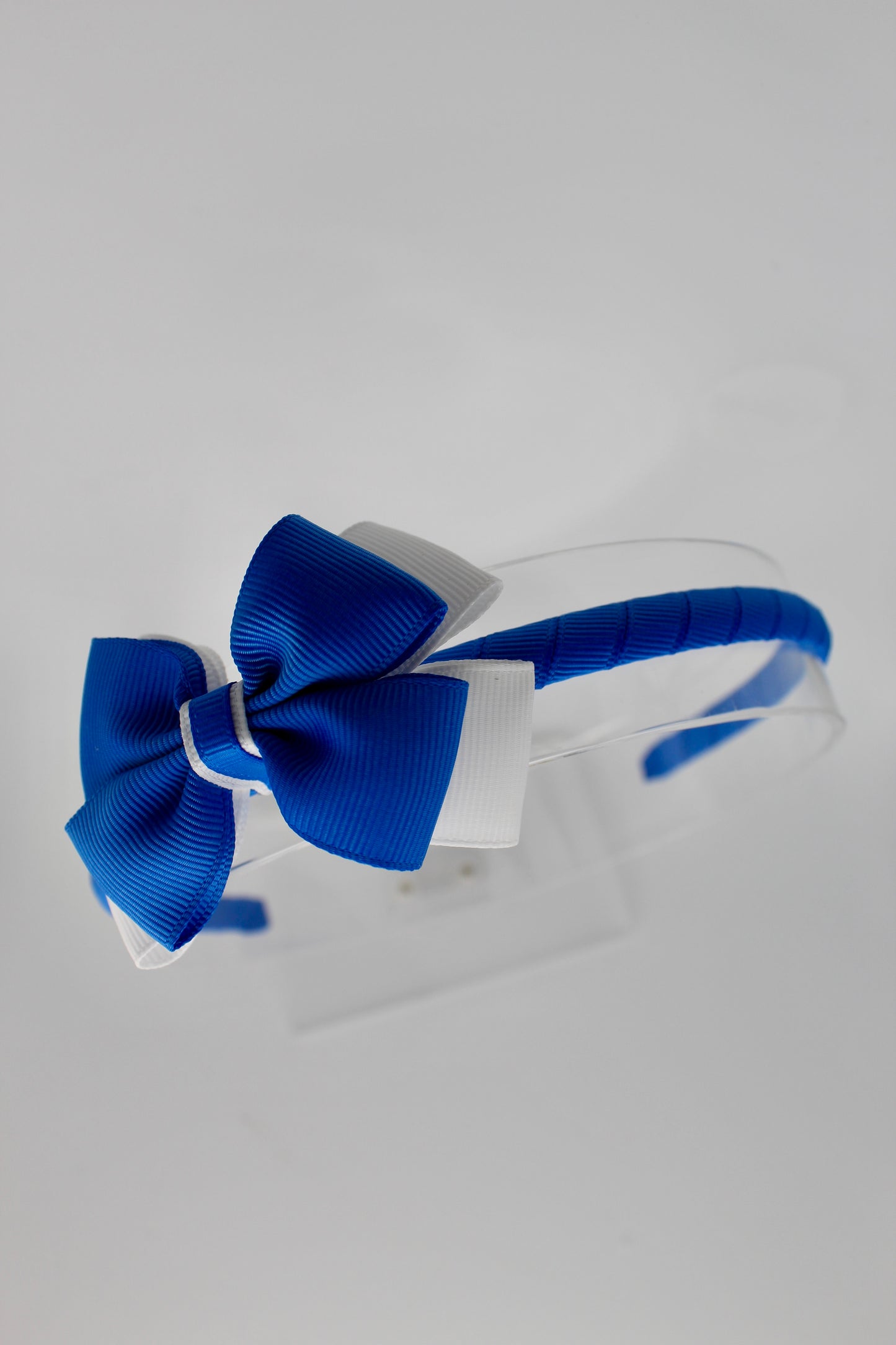 Bow Hair Band - Royal Blue and White