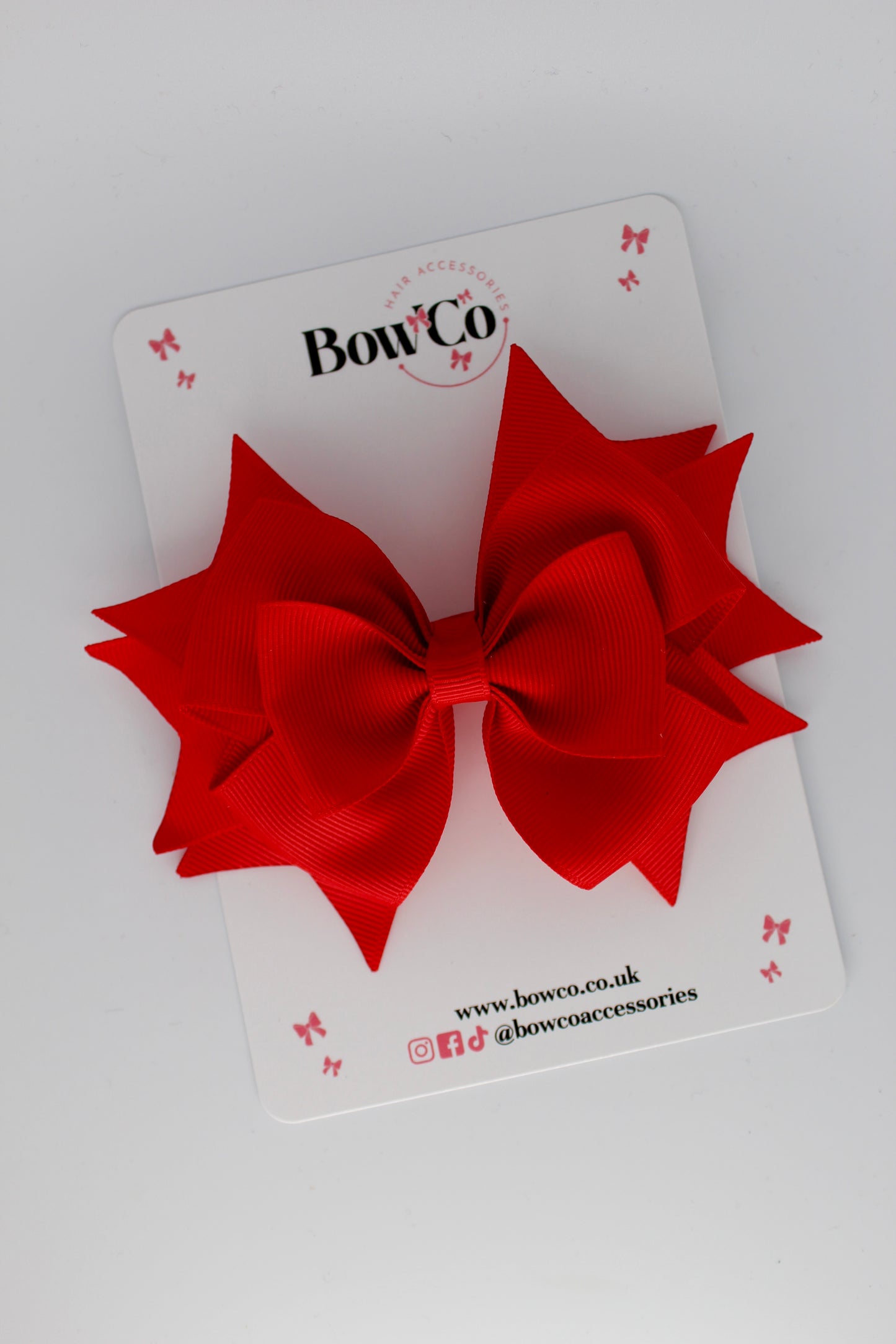 3.5 Inches Layer Bow - Clip - Red