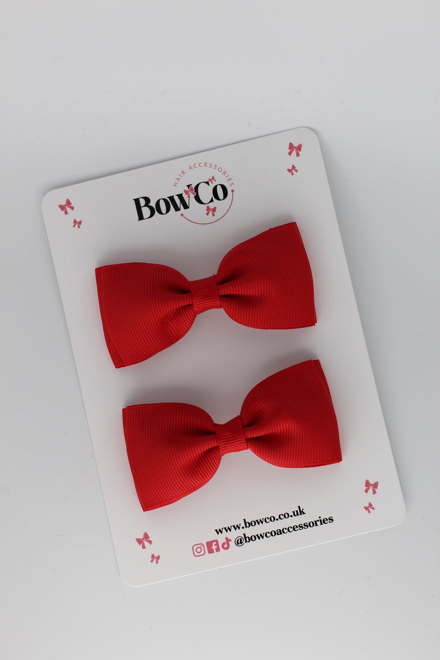Double Lapel Bow Set - Red - Clip