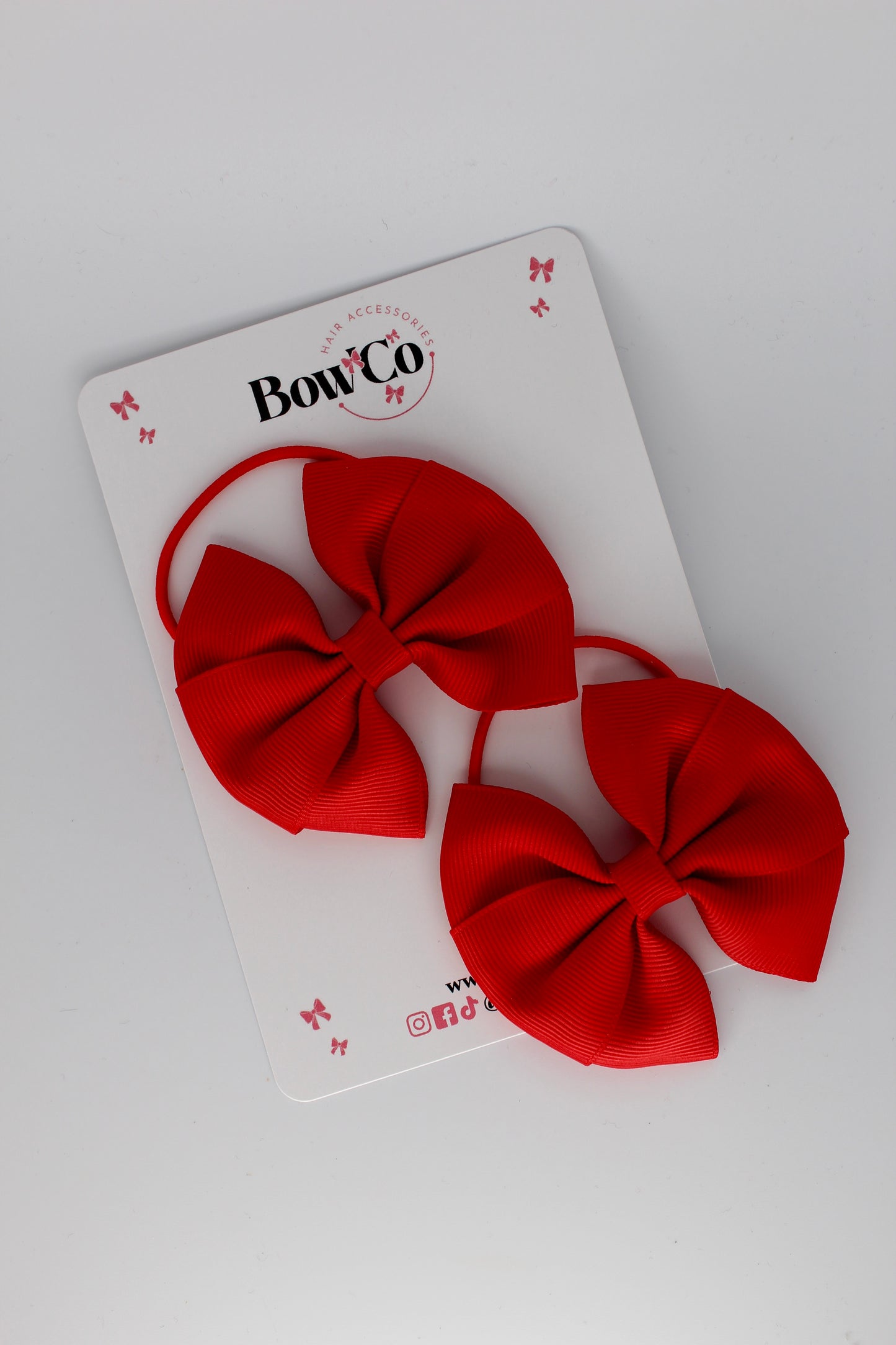 Red Round Tuxedo Bow Set - Elastic